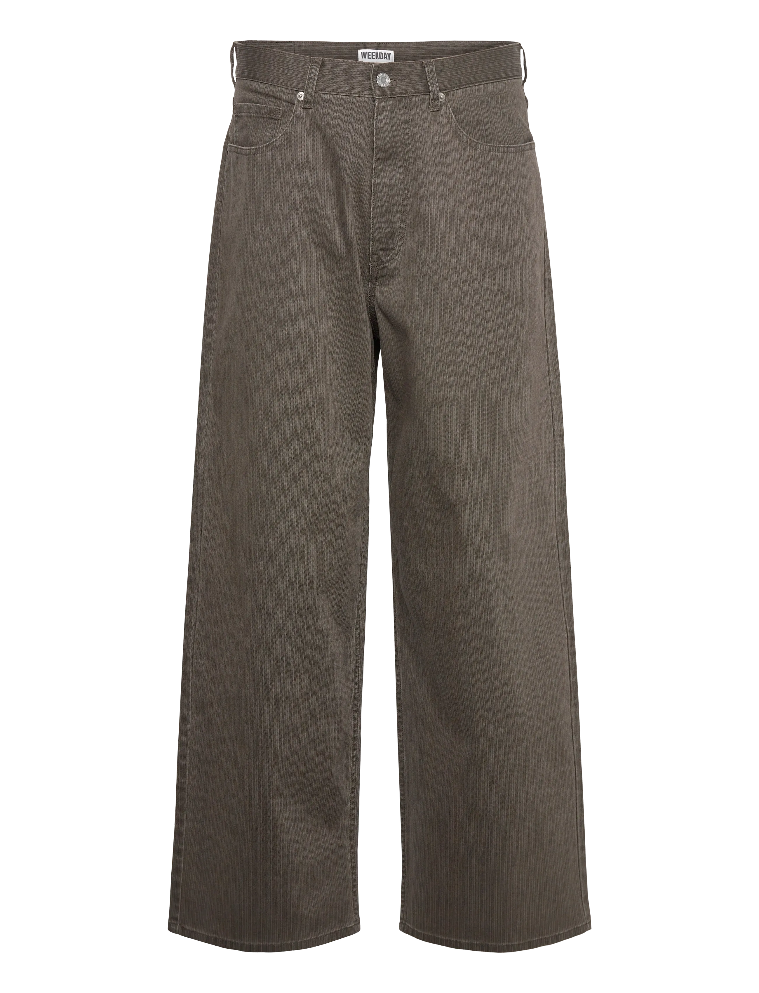 Weekday Astro Mid Rise Loose Baggy Leg Structured Trousers - Teksad - BROWN / brown