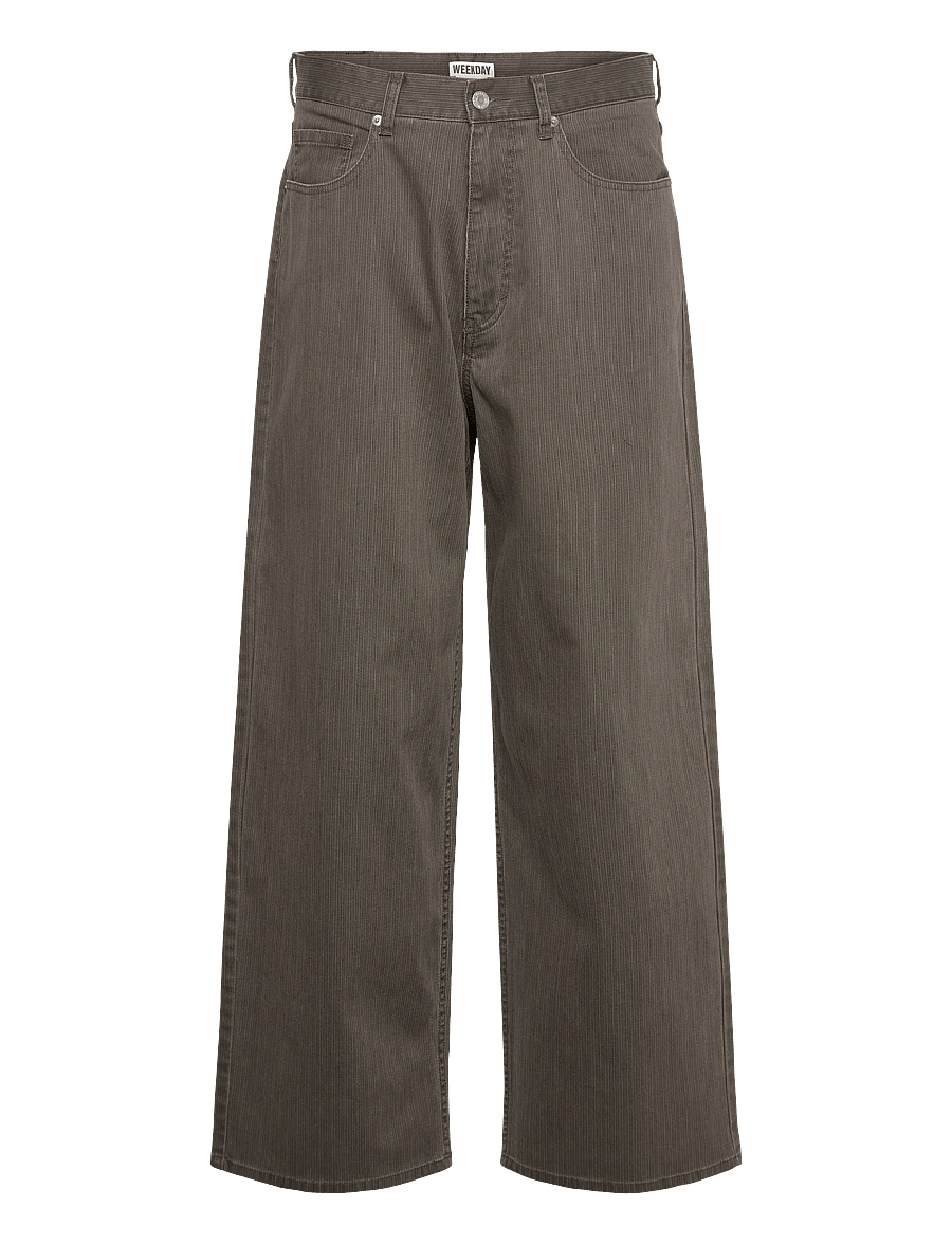 Weekday - Astro Mid Rise Loose Baggy Leg Structured Trousers - loose jeans - brown - 0