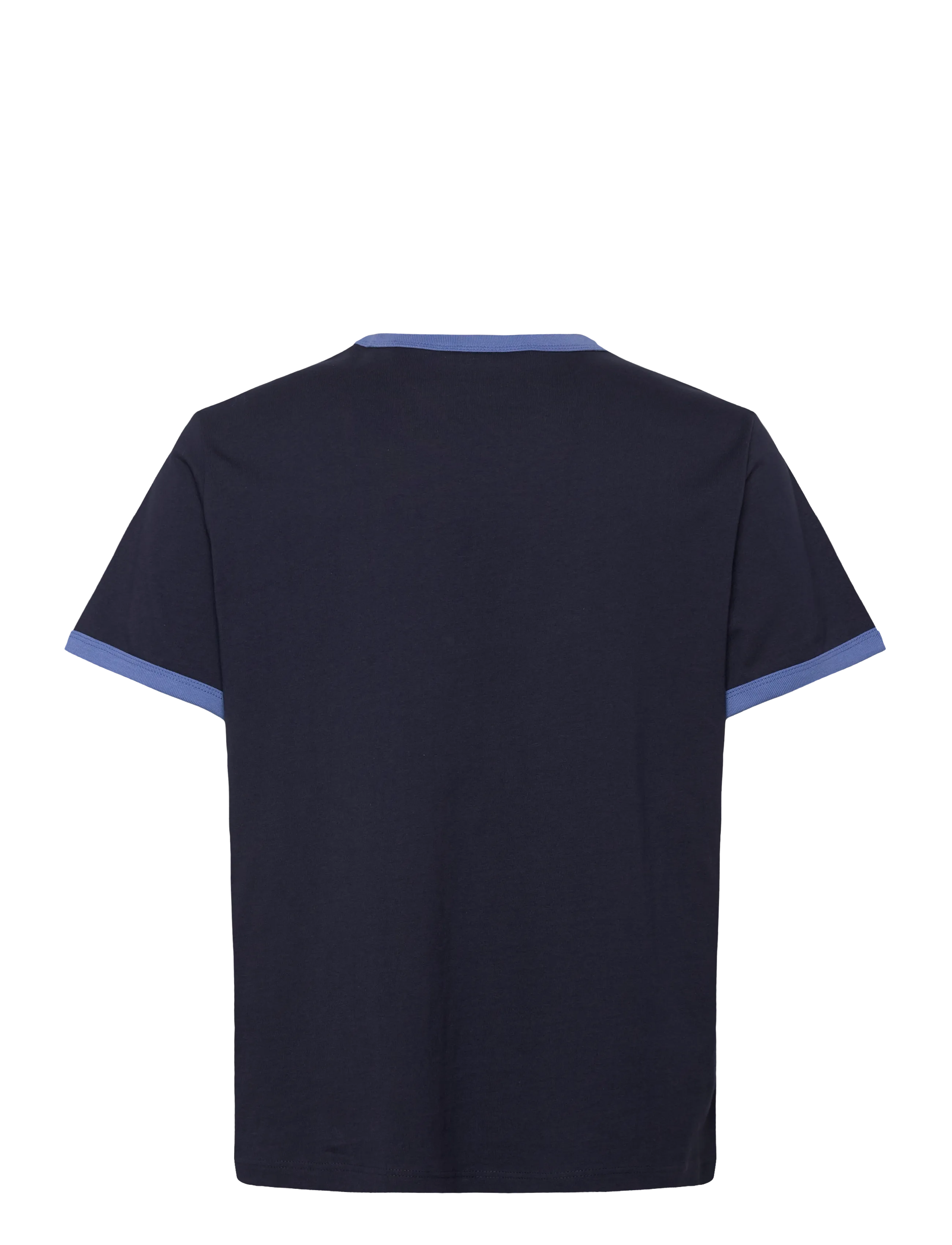 Weekday - Short-Sleeved Contrast Trim Cotton T-shirt - kurzärmelige t-shirts - navy - 1