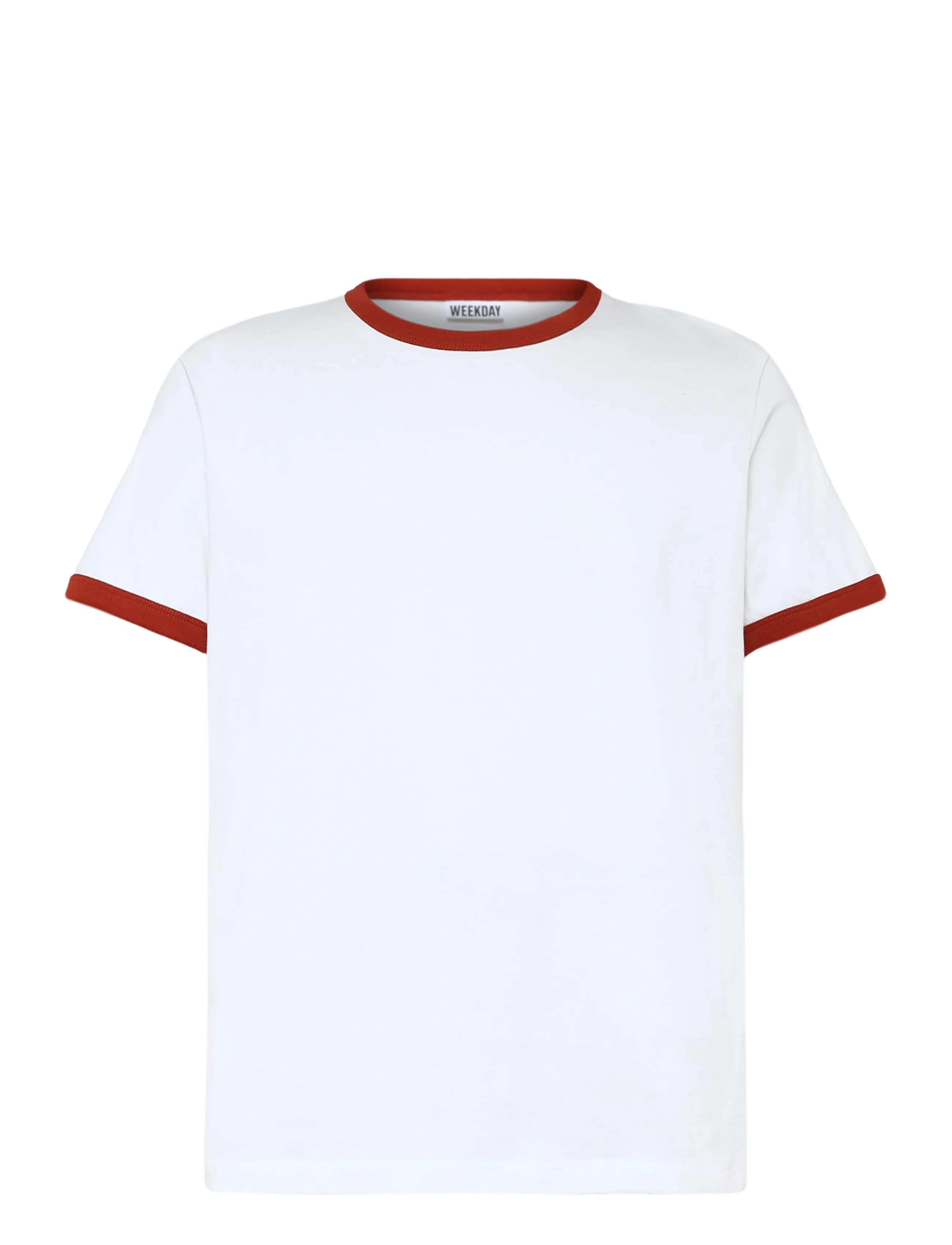Weekday Short-Sleeved Contrast Trim Cotton T-Shirt, XS, White, T-Shirts > Kortærmede, Herre