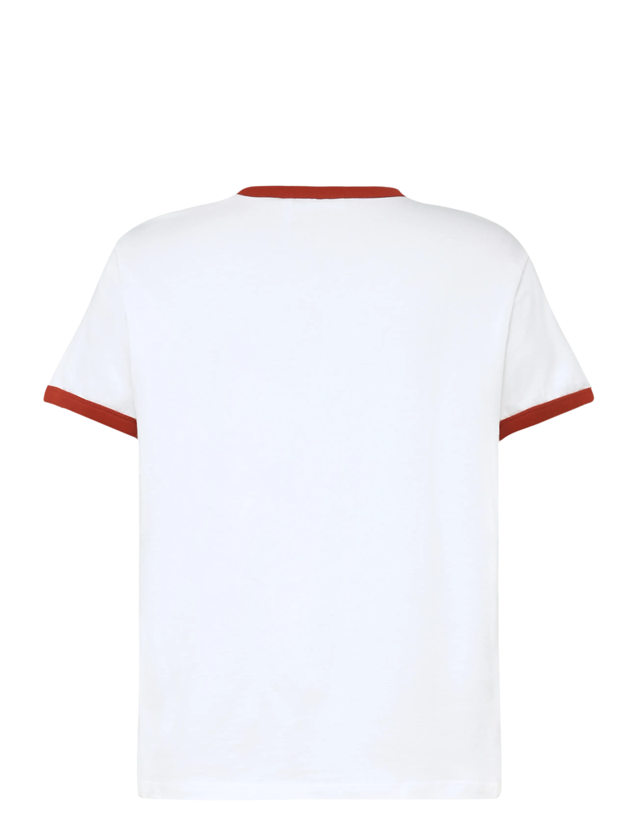 Weekday - Short-Sleeved Contrast Trim Cotton T-shirt - kurzärmelige t-shirts - off white w rust binding - 1