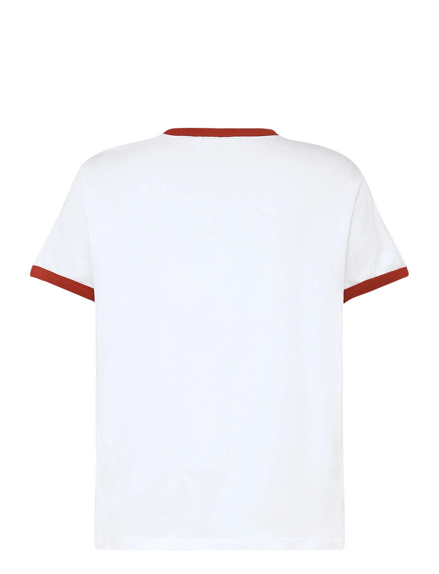 Weekday - Short-Sleeved Contrast Trim Cotton T-shirt - short-sleeved t-shirts - off white w rust binding - 1