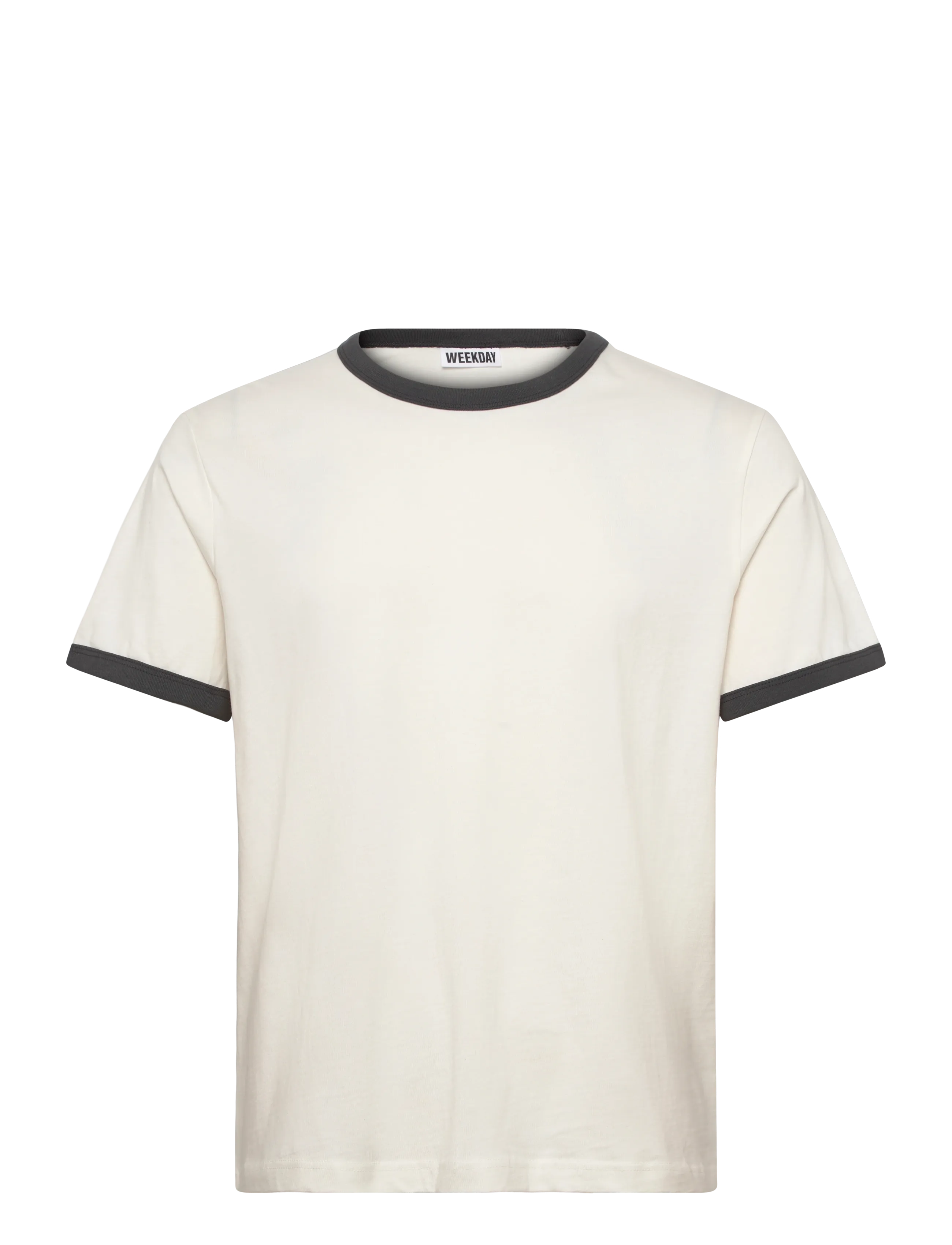 Weekday Short-Sleeved Contrast Trim Cotton T-shirt - Alles anzeigen - WHITE / white