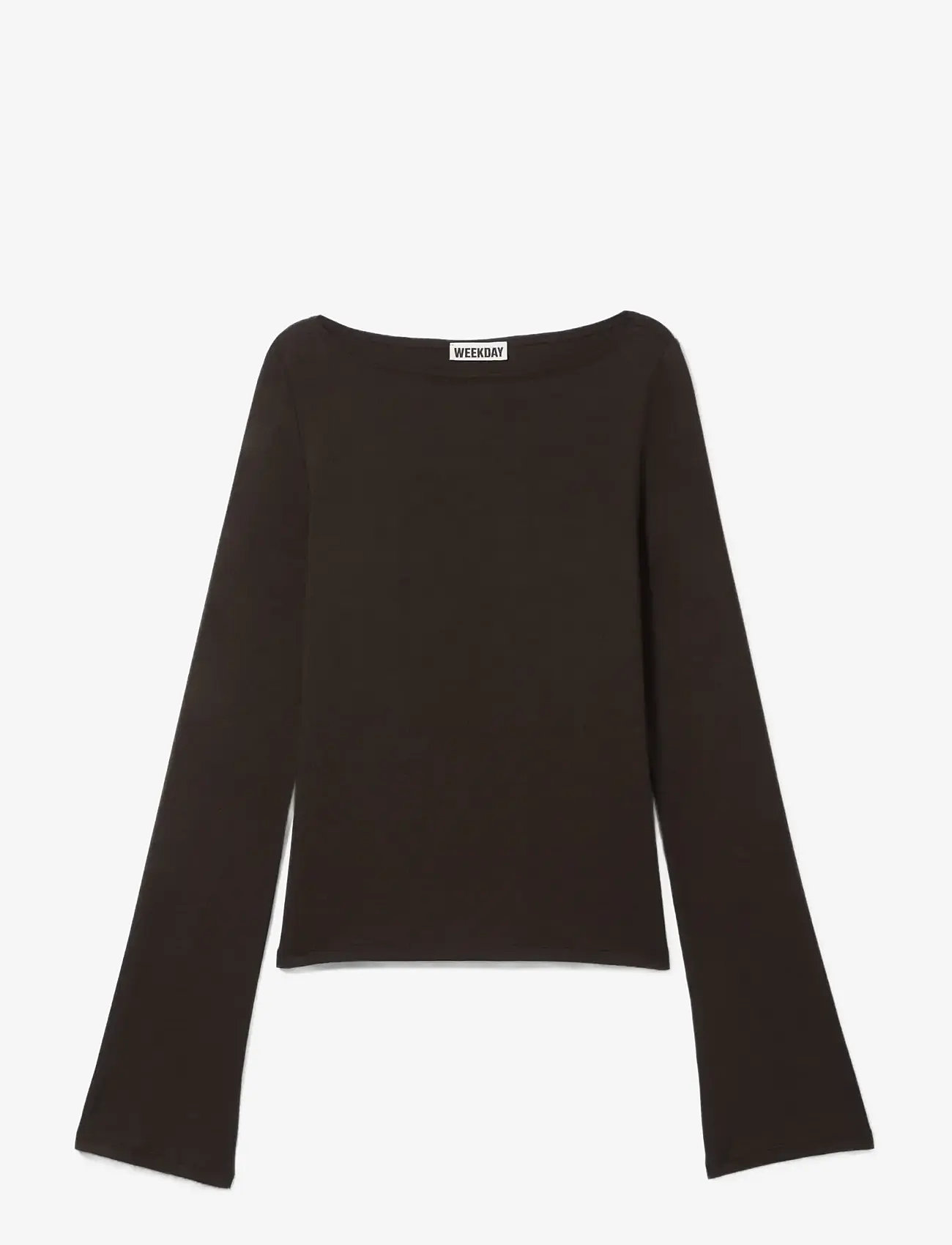 Weekday - Soft Long Sleeve Top - long-sleeved tops - dark brown - 0
