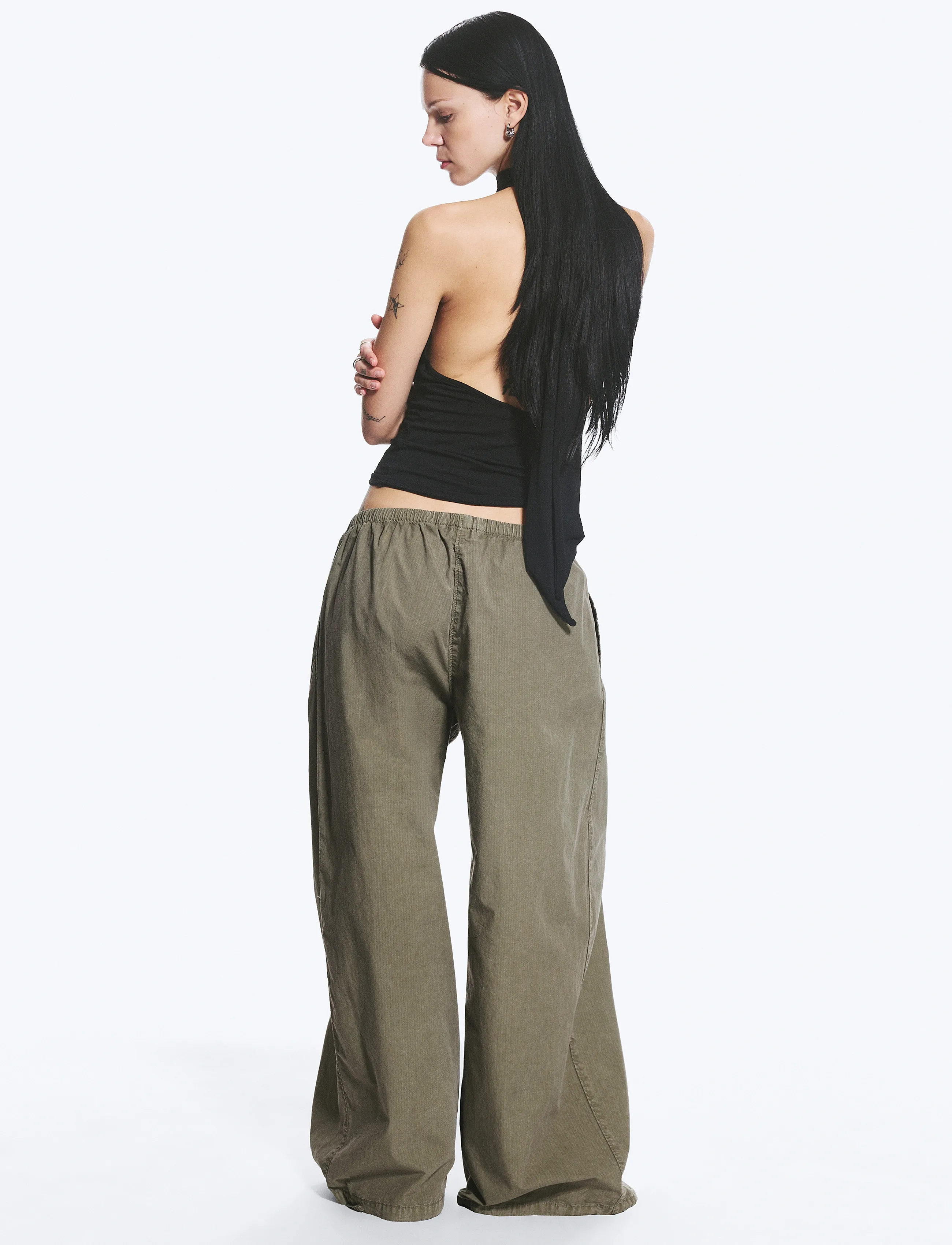 Weekday - Low Rise Pull-on Ripstop Trousers - mode trends - khaki - 5