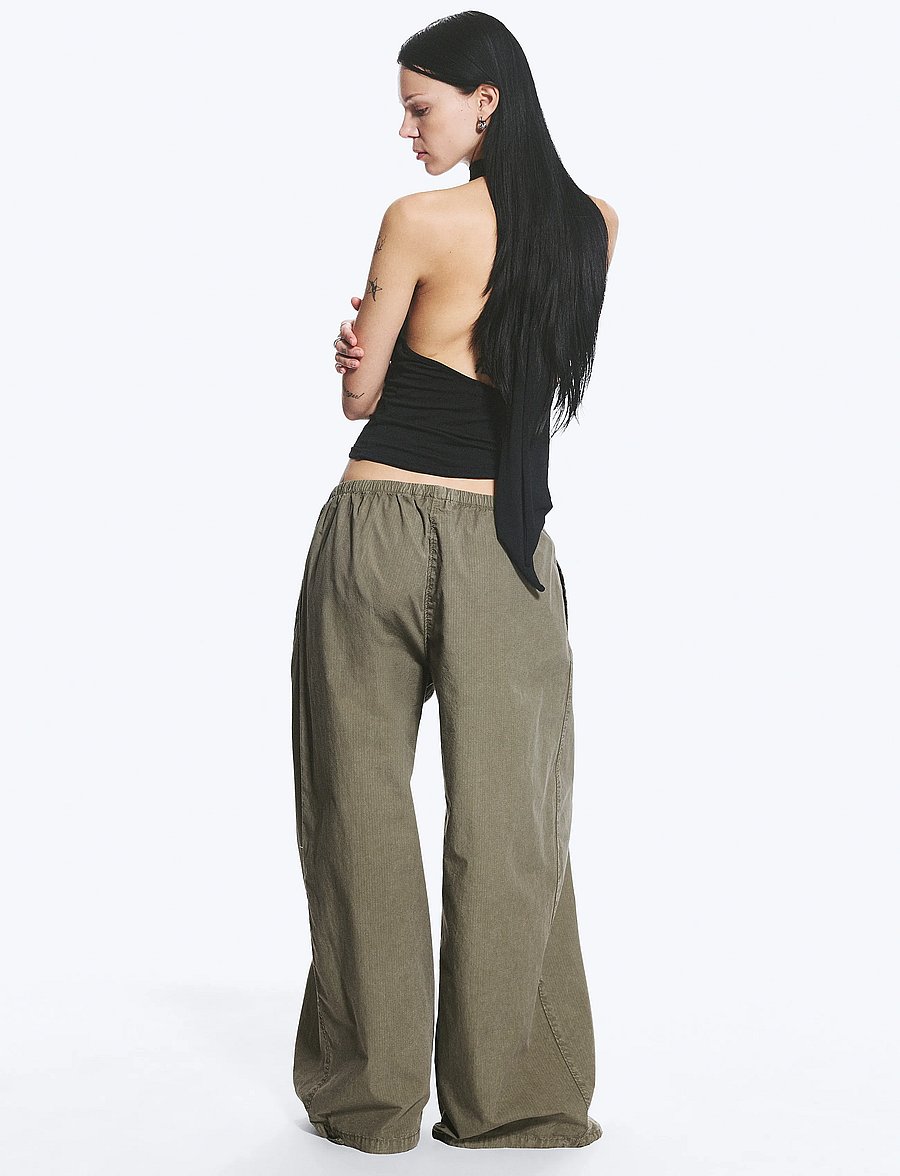 Weekday - Low Rise Pull-on Ripstop Trousers - bukser med lige ben - khaki - 5