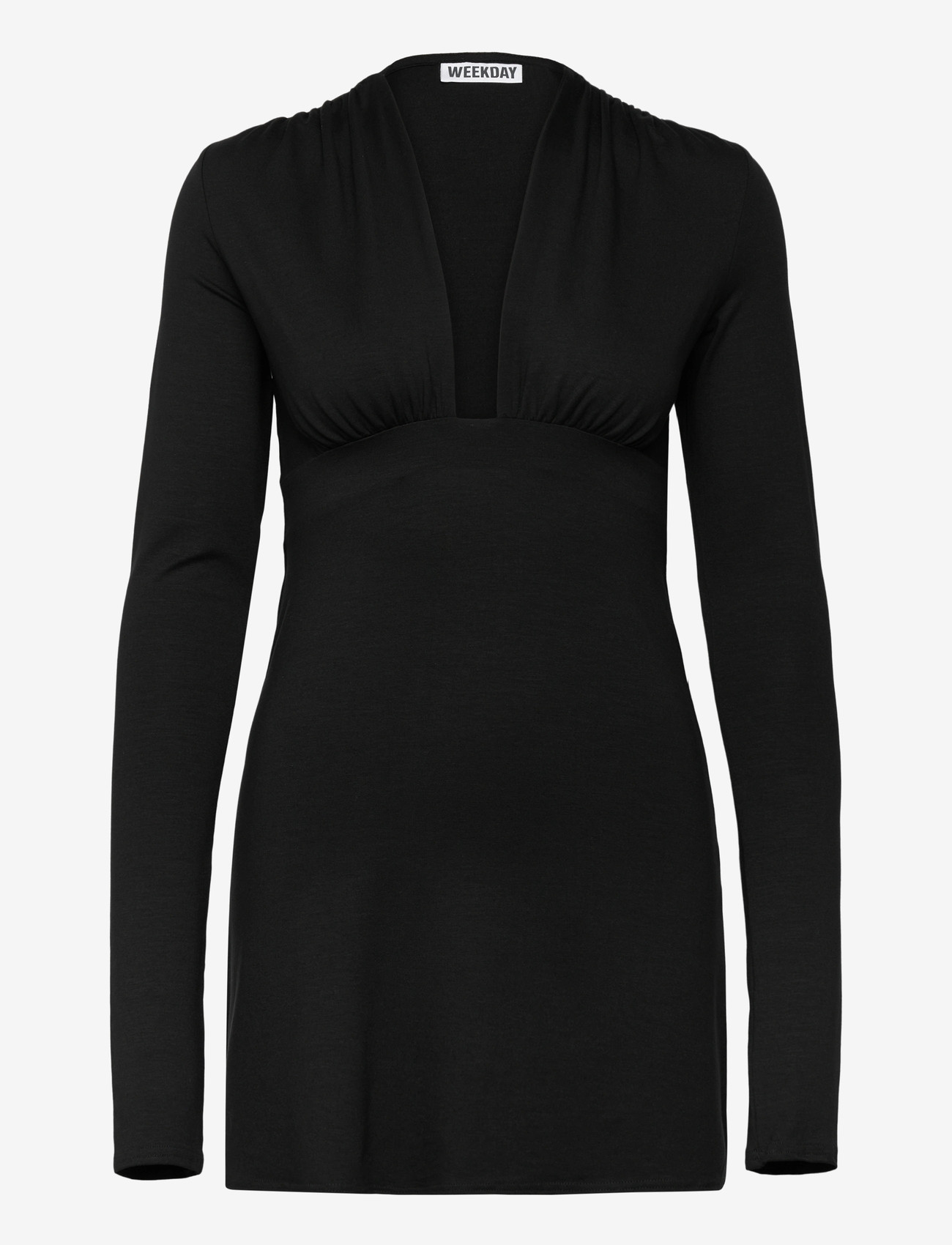 Weekday - Long Sleeve Mini Dress - fodralklänningar - black - 0