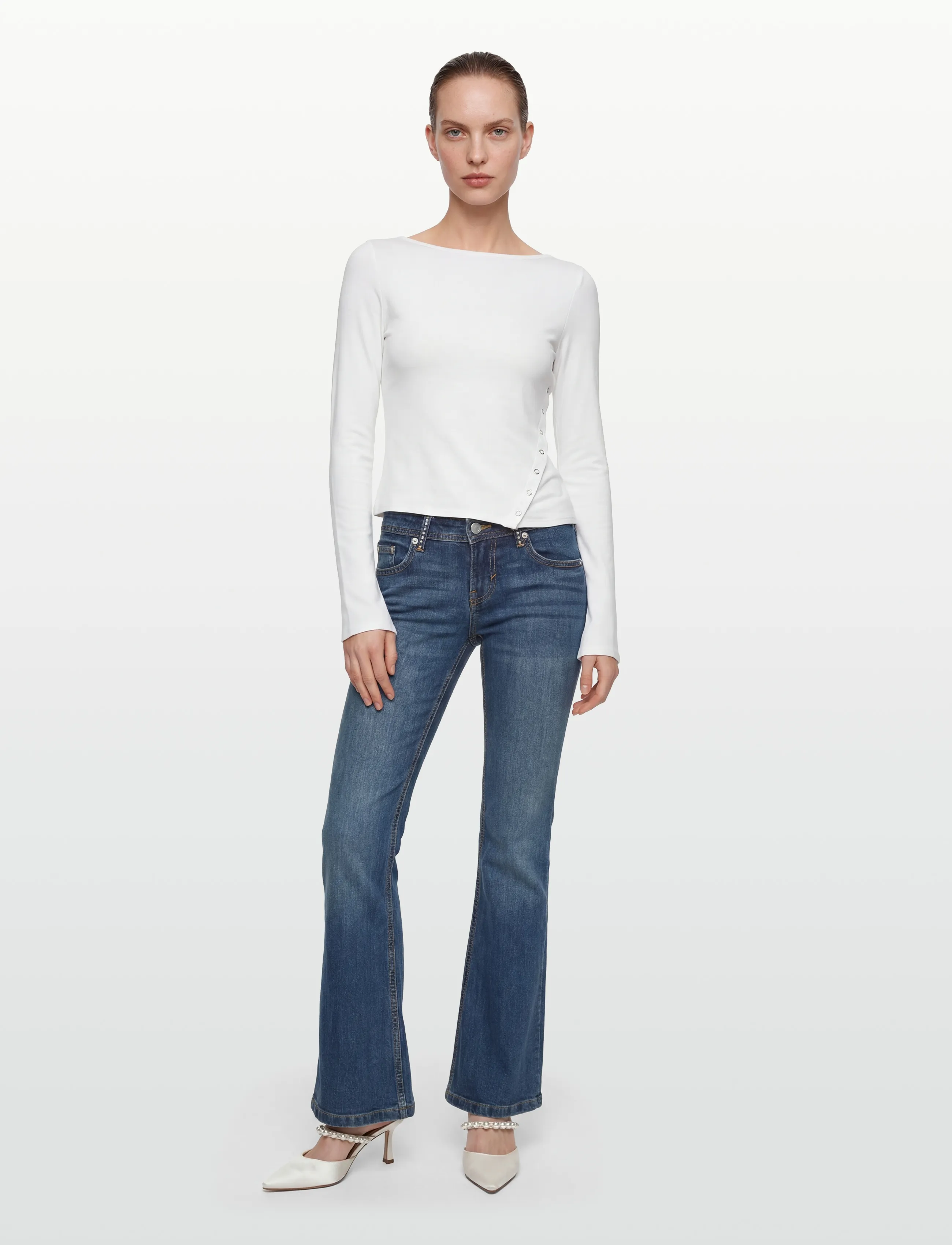 Weekday Long Sleeve Top, XS, T-shirts & Oberteile, Weiß - Long-sleeved, Frauen