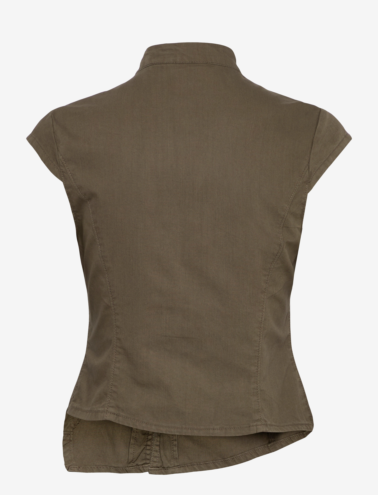 Weekday - Structured Asymmetric Cotton Top - kurzämlige blusen - mole dark - 1