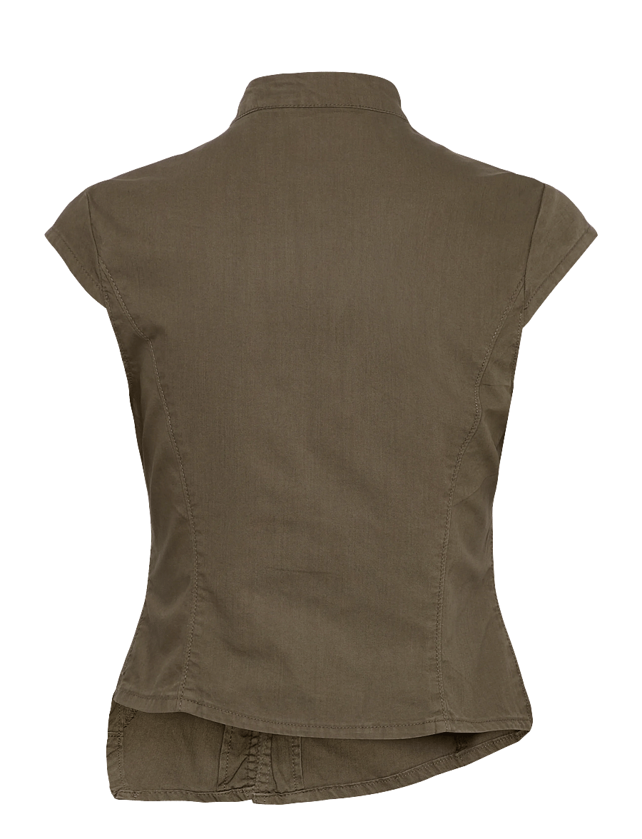Weekday - Structured Asymmetric Cotton Top - lühikeste varrukatega pluusid - mole dark - 1