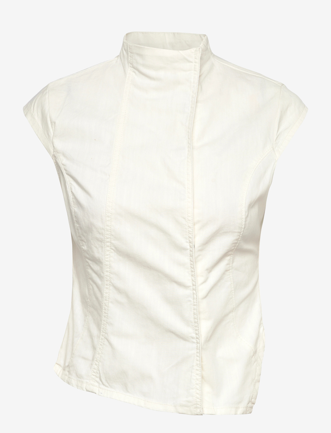 Weekday - Structured Asymmetric Cotton Top - kortærmede bluser - off white - 0