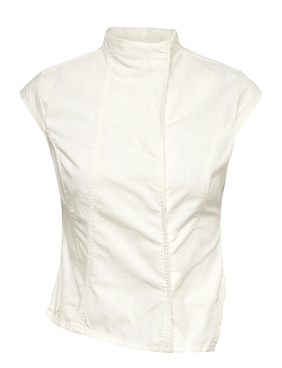 Weekday - Structured Asymmetric Cotton Top - kortærmede bluser - off white - 0