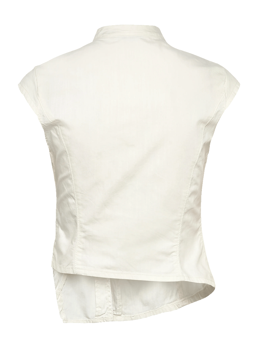 Weekday - Structured Asymmetric Cotton Top - kortærmede bluser - off white - 1