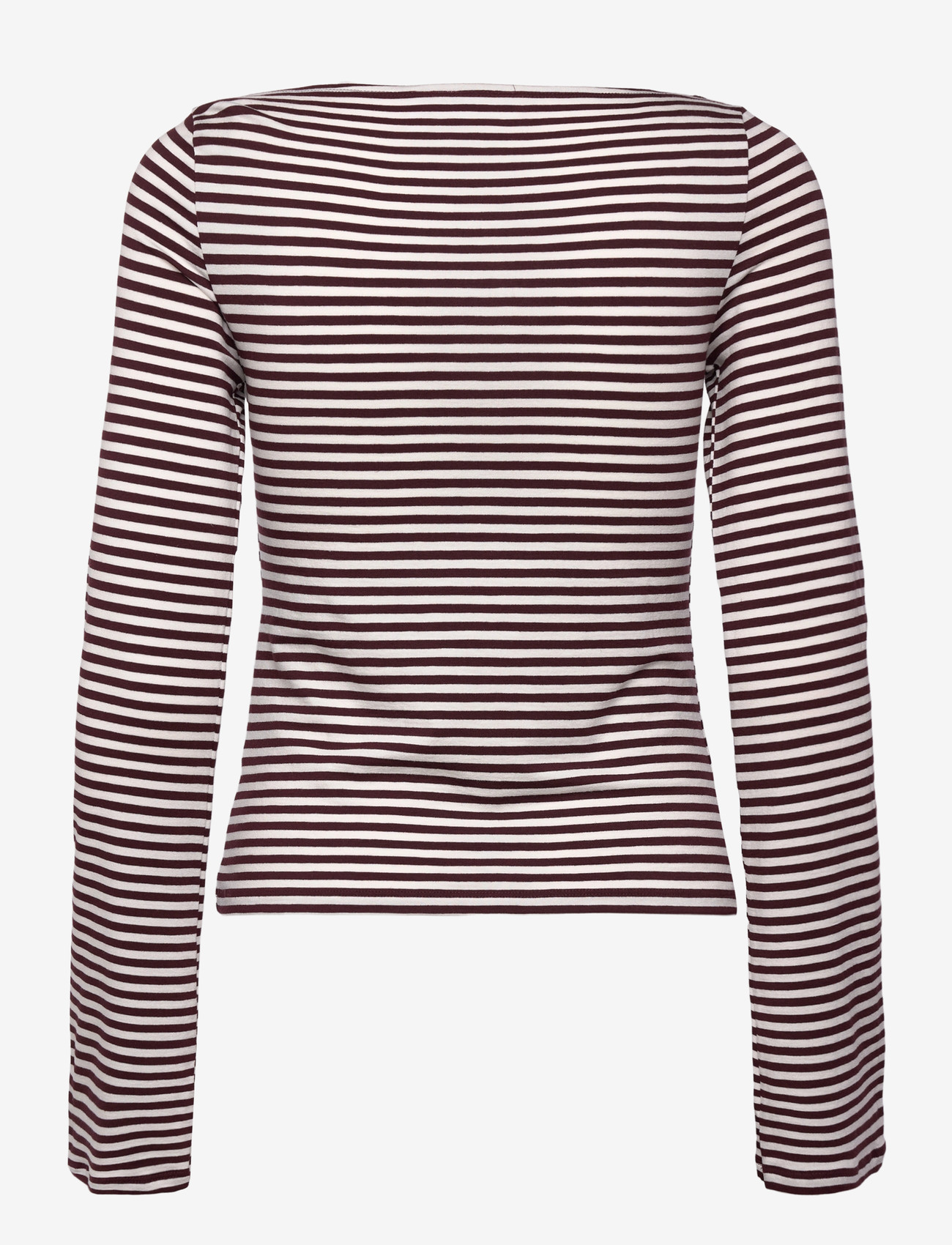 Weekday - Soft Striped Long Sleeve Top - langerma toppar - burgundy / off white stripe, - 1