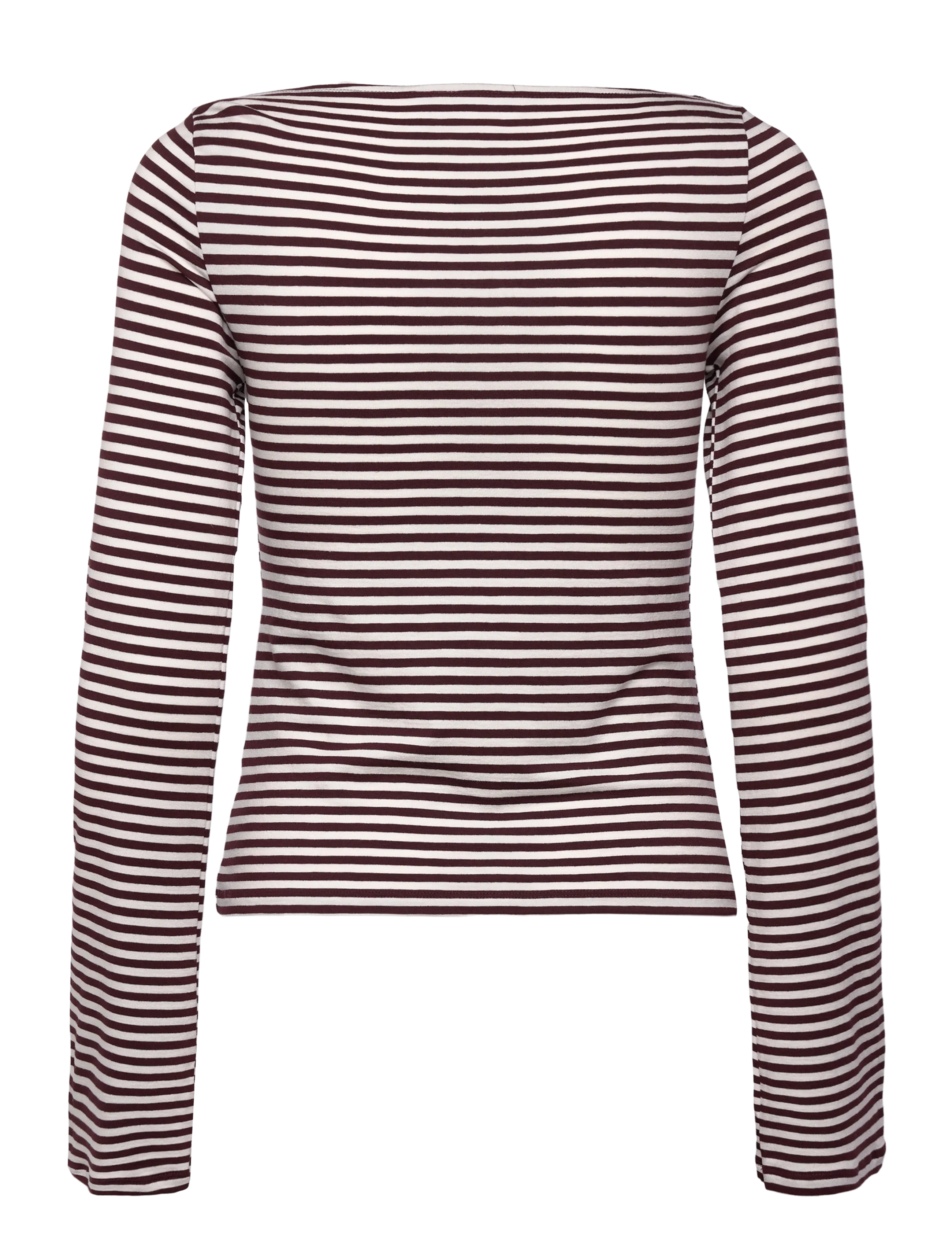 Weekday - Soft Striped Long Sleeve Top - långärmade toppar - burgundy / off white stripe, - 1