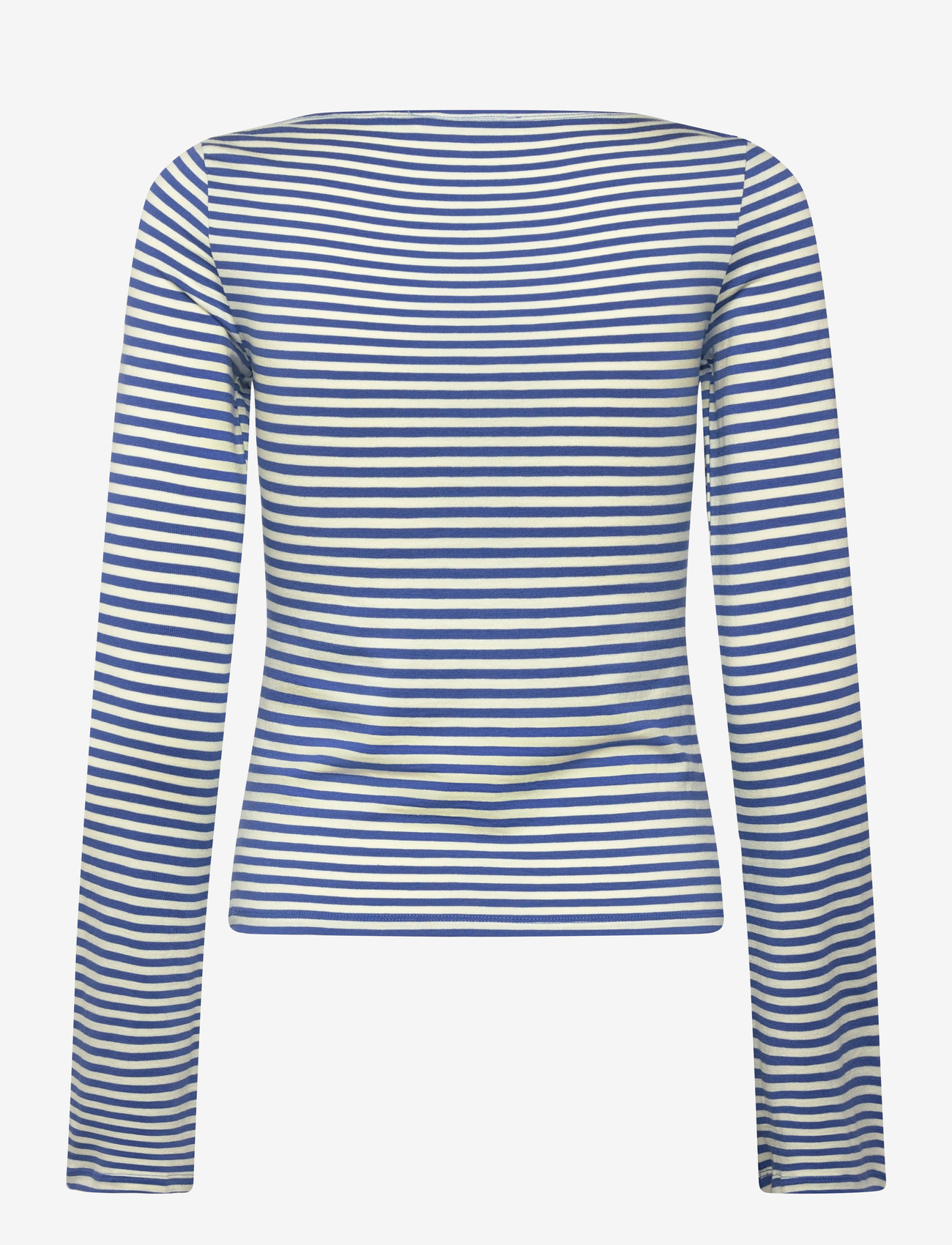 Weekday - Soft Striped Long Sleeve Top - langärmlige tops - blue / buttermilk stripe - 1