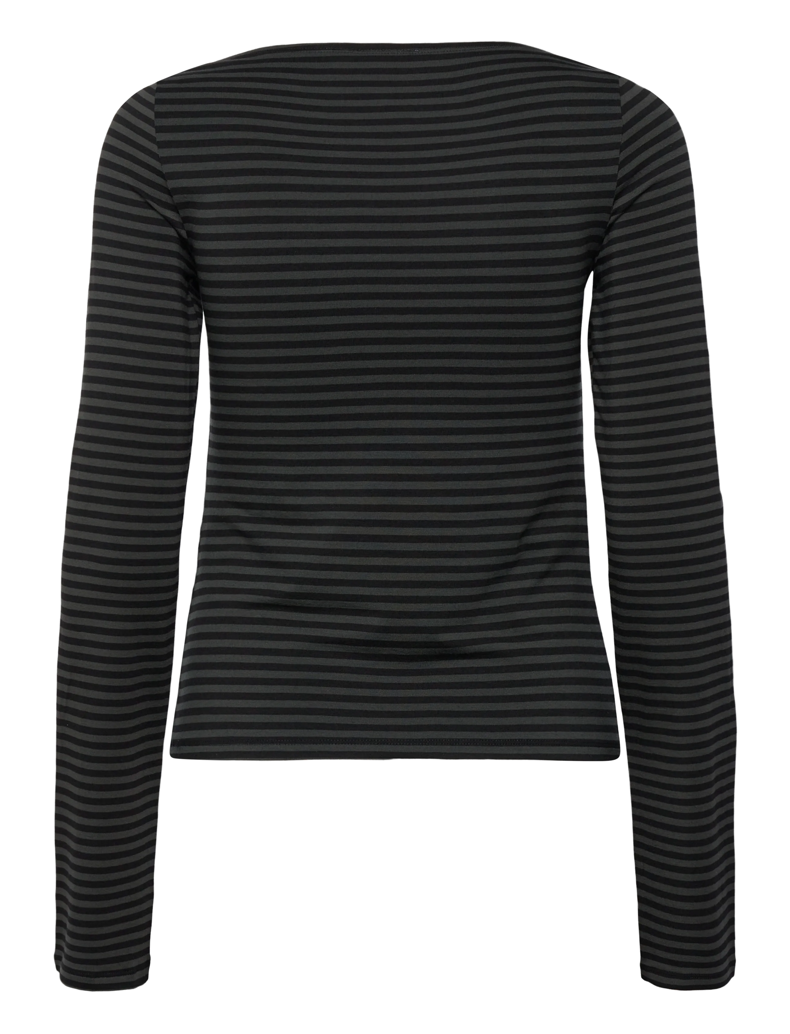 Weekday - Soft Striped Long Sleeve Top - long-sleeved tops - dark grey - 1