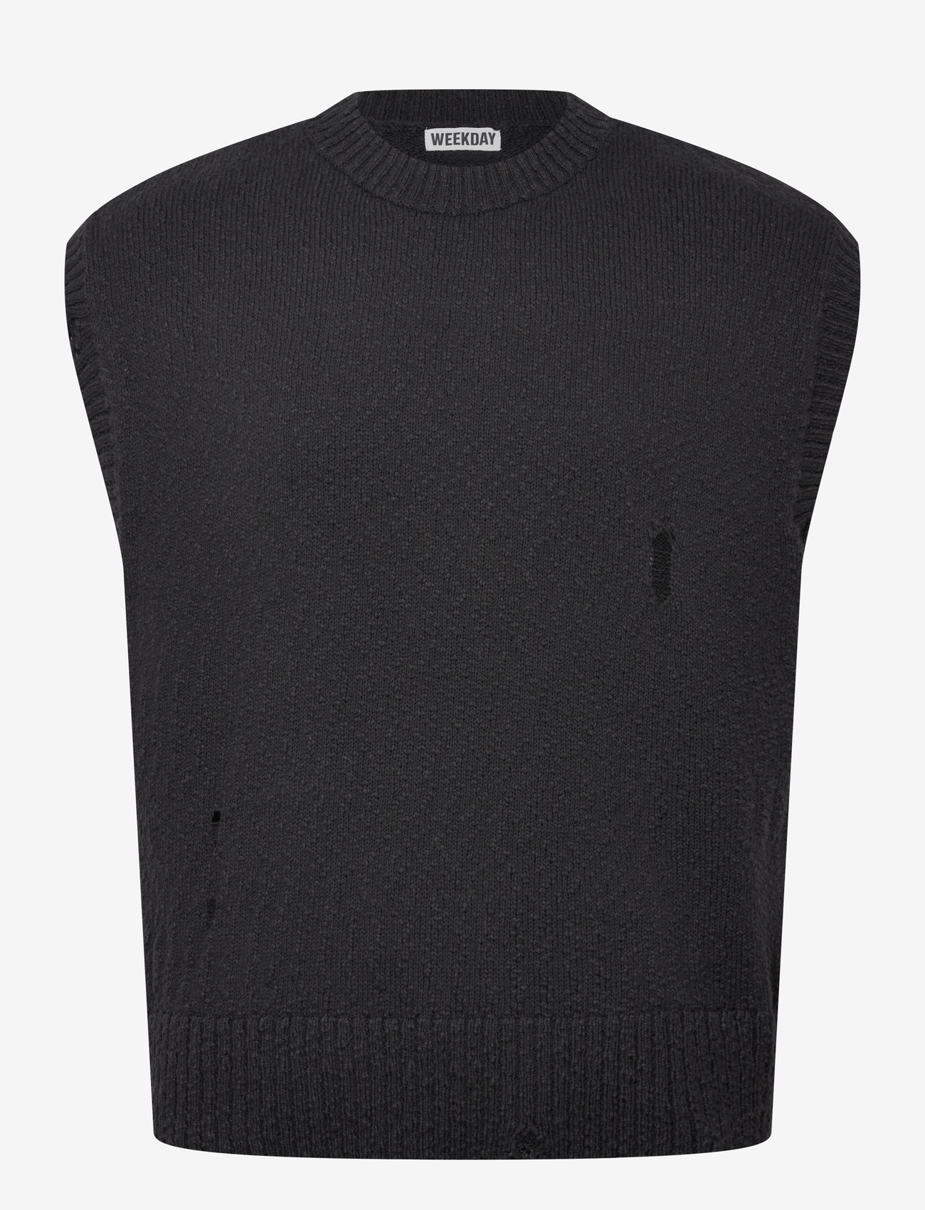 Weekday - Relaxed Distressed Knitted Vest - kootud vestid - black - 0