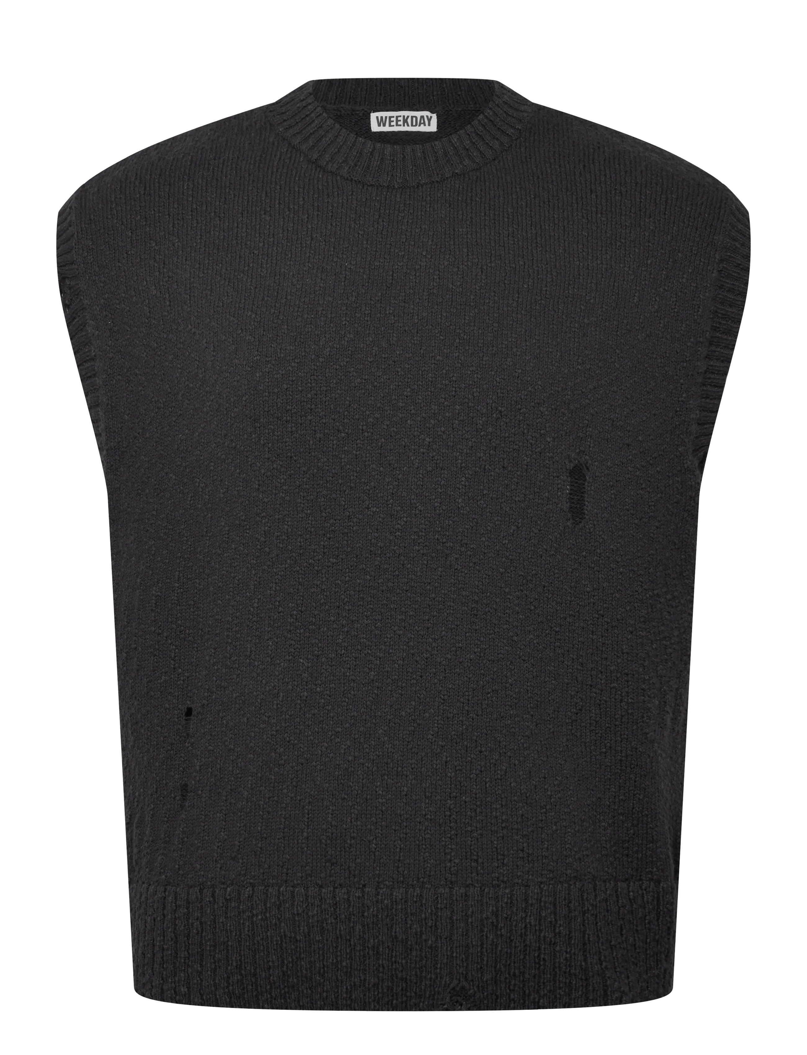 Weekday Relaxed Distressed Knitted Vest - Gestrickte westen - BLACK / black