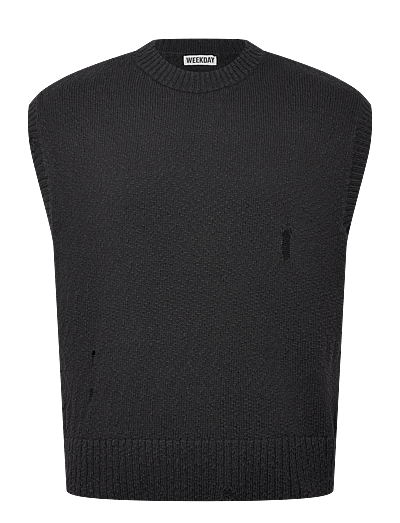 Relaxed Distressed Knitted Vest - Strikveste