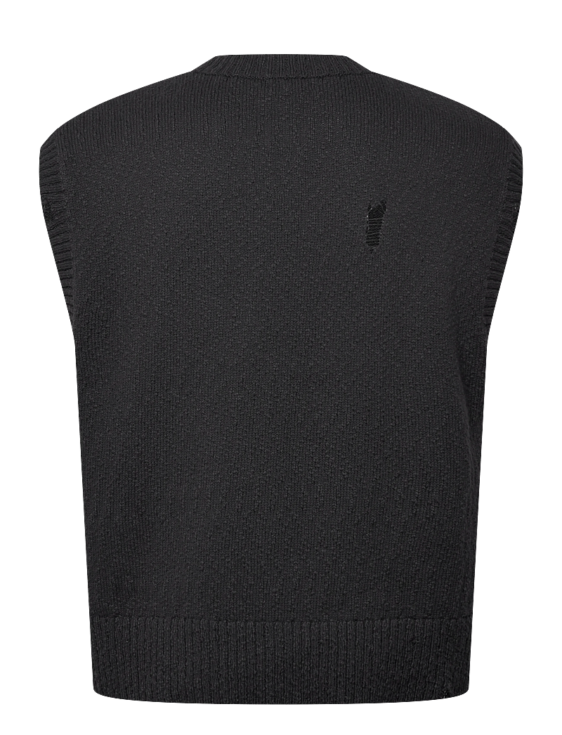 Weekday - Relaxed Distressed Knitted Vest - kootud vestid - black - 1