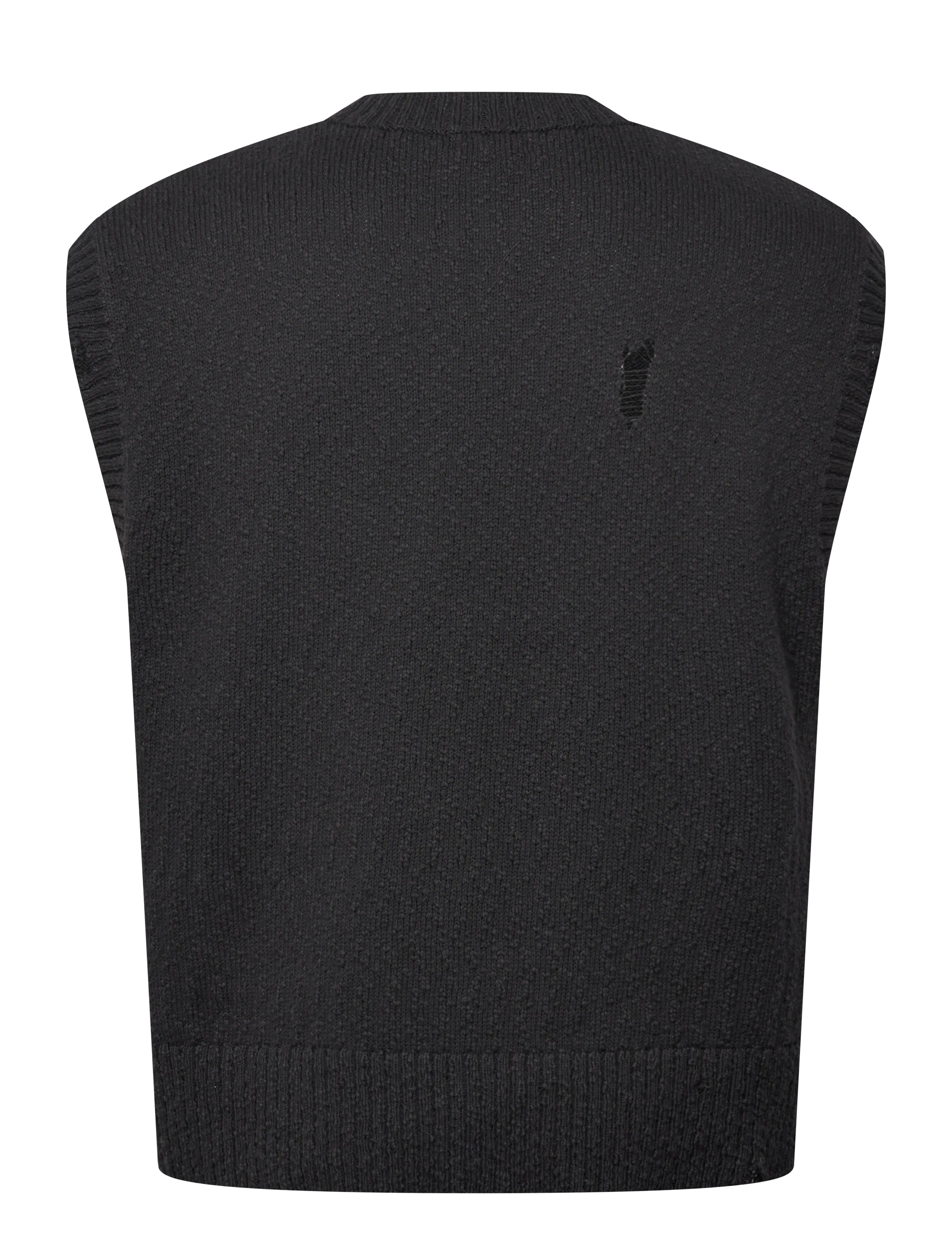 Weekday - Relaxed Distressed Knitted Vest - megztos liemenės - black - 1