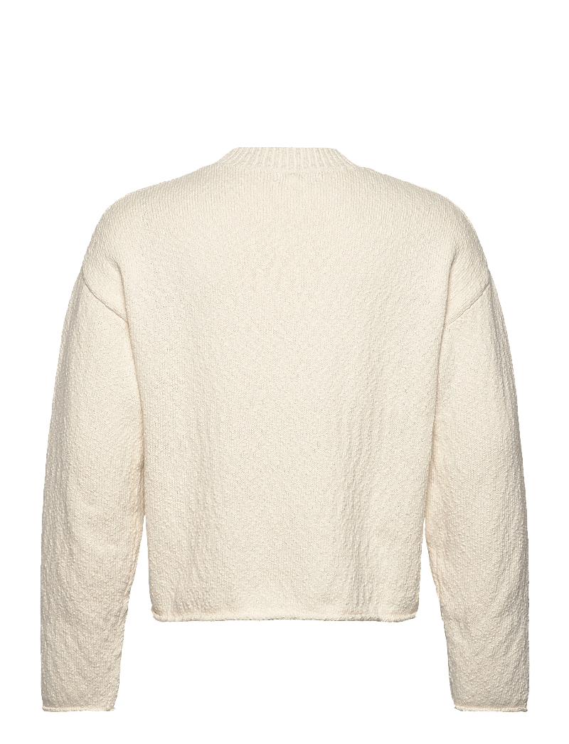 Weekday - Relaxed Knitted Cotton Sweater - rundhalsad - white - 1