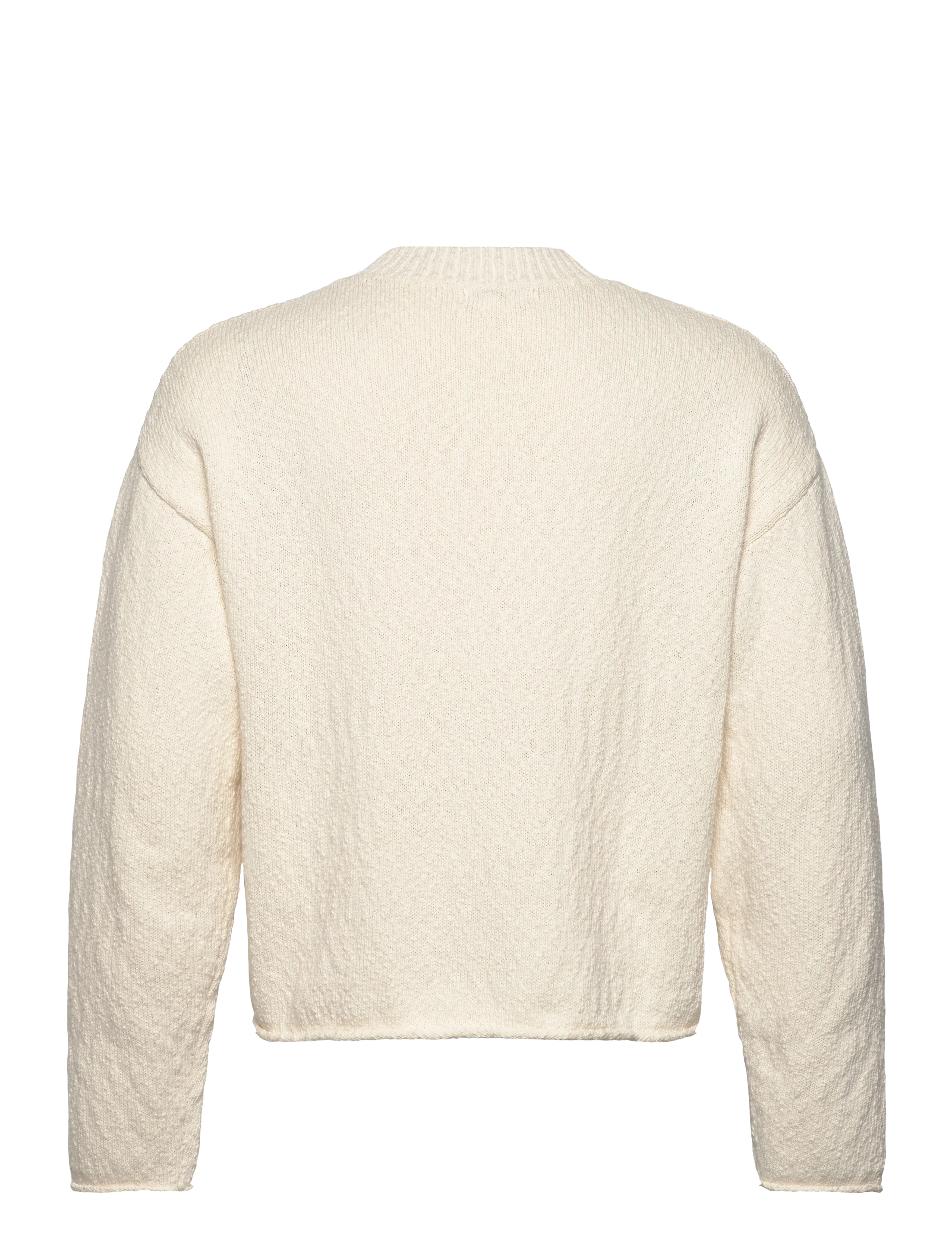 Weekday - Relaxed Knitted Cotton Sweater - rundhalsad - white - 1