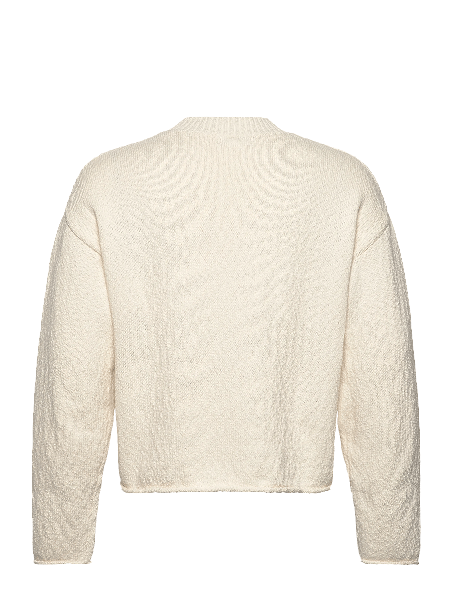 Weekday - Relaxed Knitted Cotton Sweater - rundhalsad - white - 1