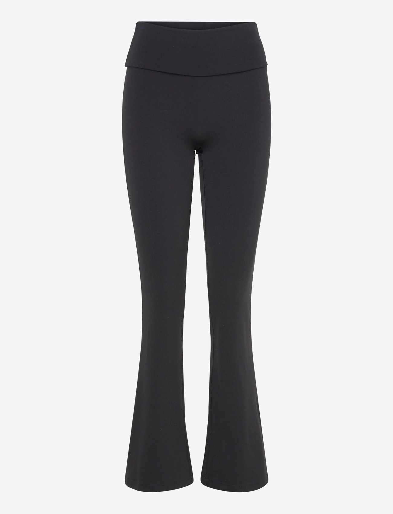 Weekday - Folded Waist Flared Yoga Tights - tights - black - 0