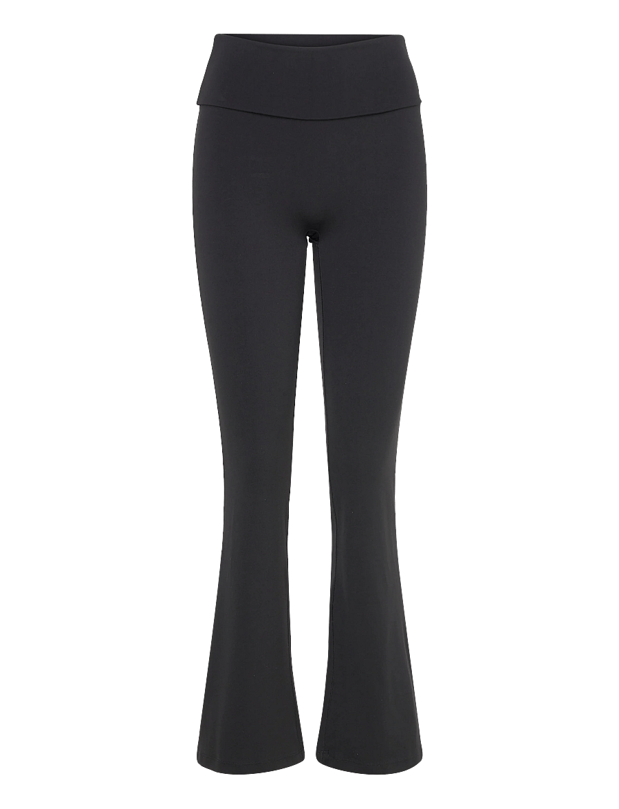 Weekday - Folded Waist Flared Yoga Tights - legginsy do ćwiczeń - black - 1