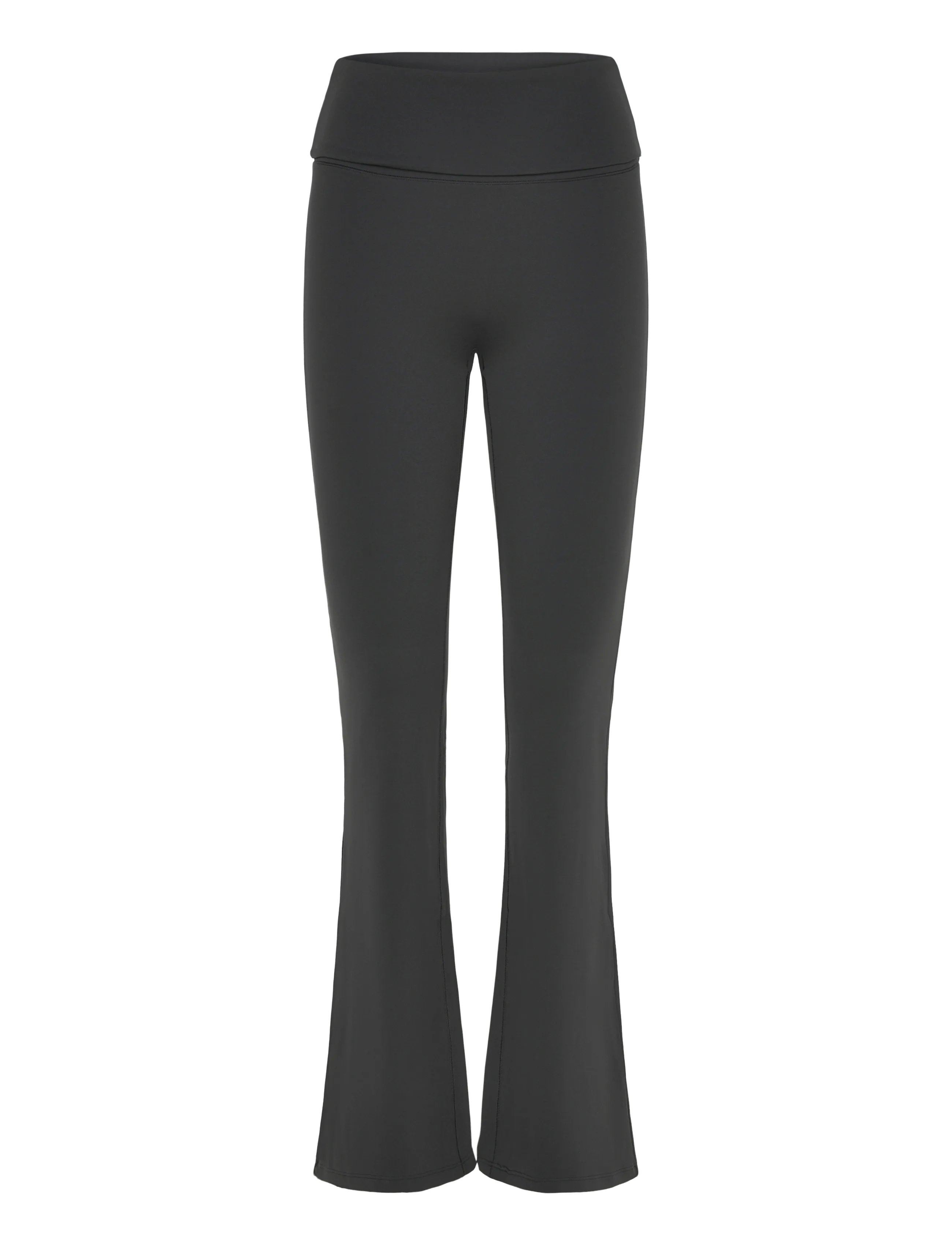 Folded Waist Flared Yoga Tights - DARK GREY