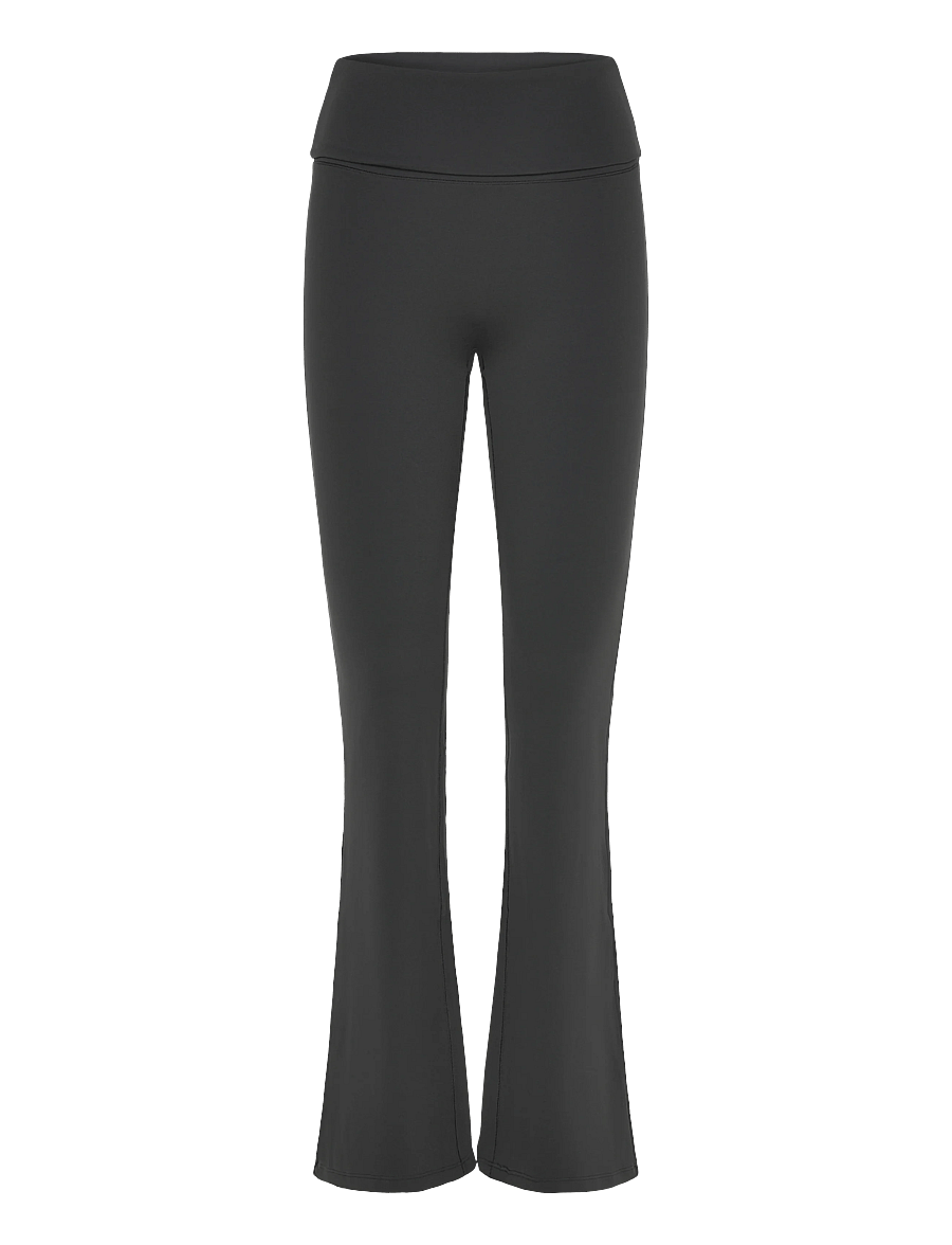 Weekday - Folded Waist Flared Yoga Tights - fuld længde - dark grey - 0