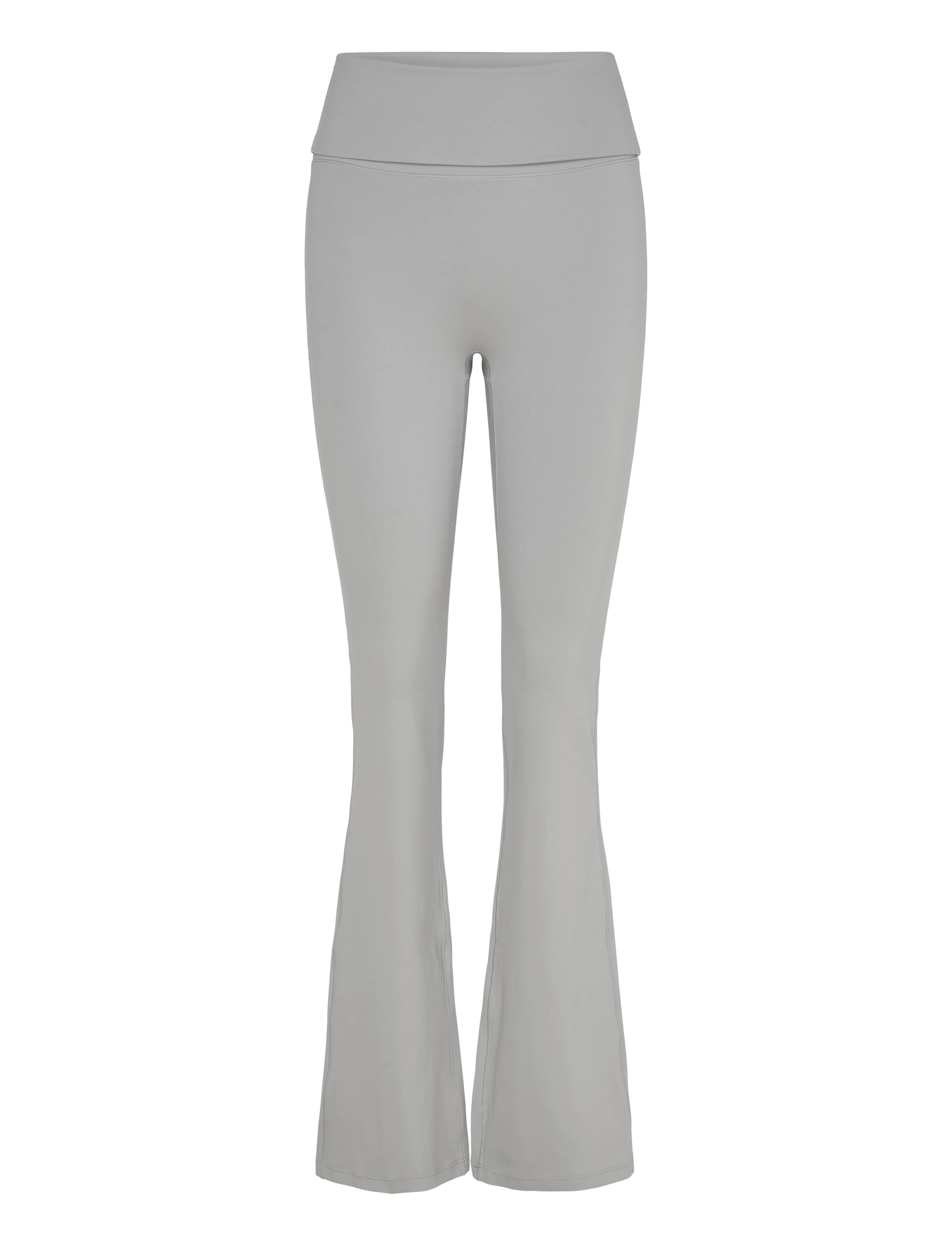 Folded Waist Flared Yoga Tights - LIGHT GREY