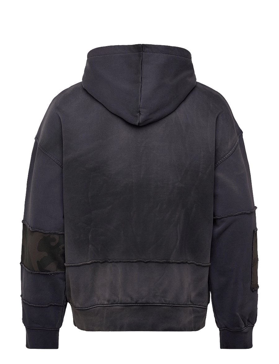 Weekday - Washed Patchwork Zip Hoodie - fall jackets - navy - 1