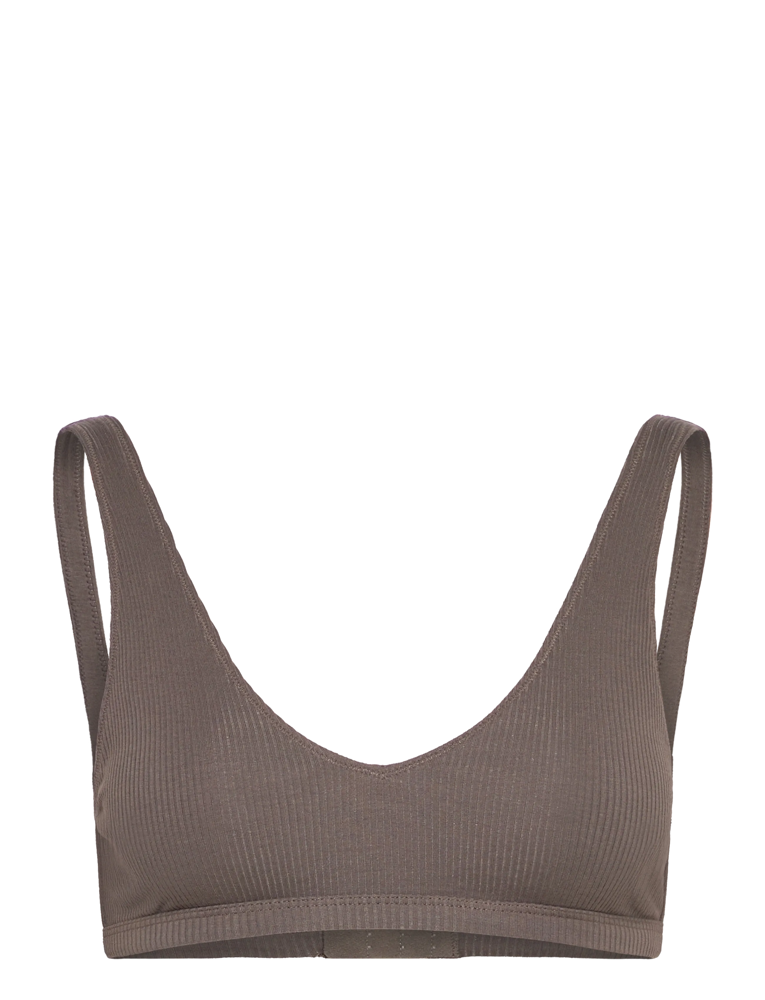 Weekday Plunge Rib Soft Bra, Kvinder, Plunge Rib Soft BH, Brun, Str: XS