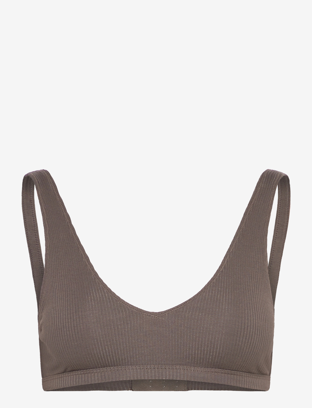 Weekday - Plunge Rib Soft Bra - tugikaarteta rinnahoidjad - dark mole - 0