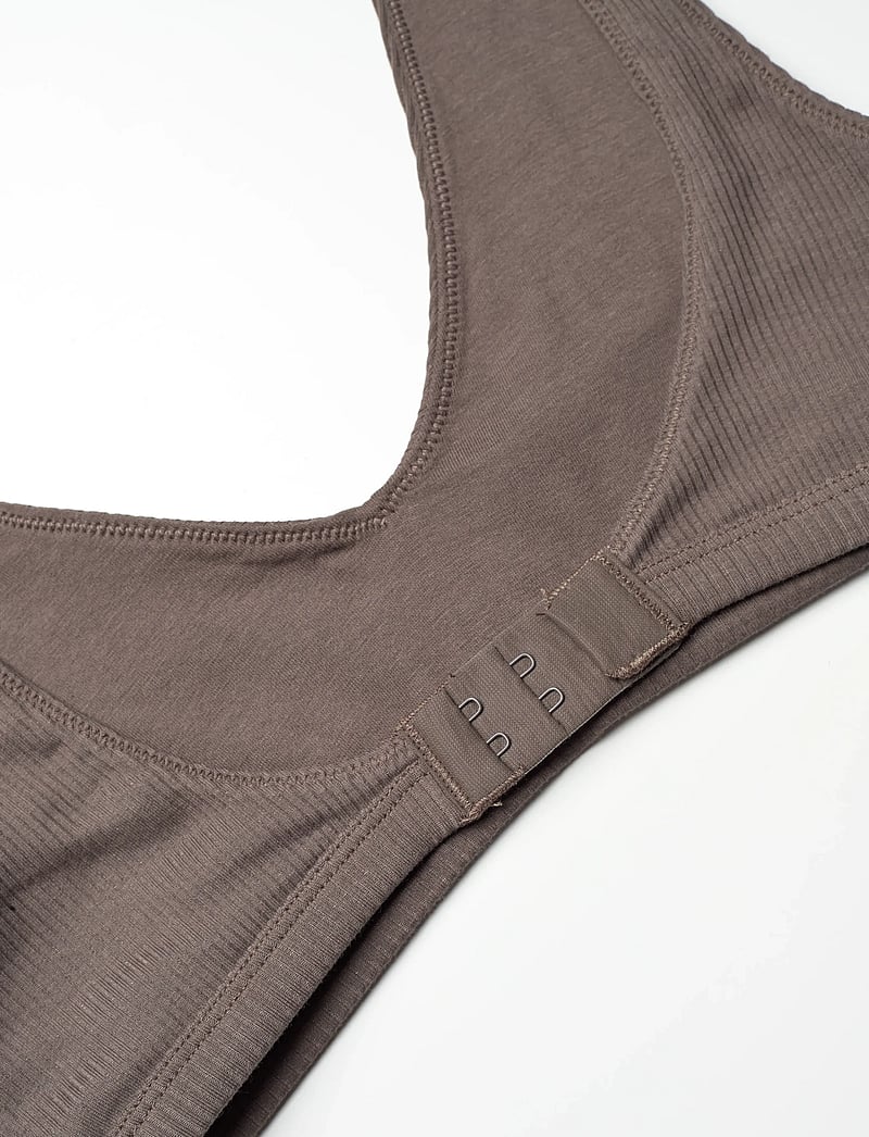 Weekday - Plunge Rib Soft Bra - tugikaarteta rinnahoidjad - dark mole - 2