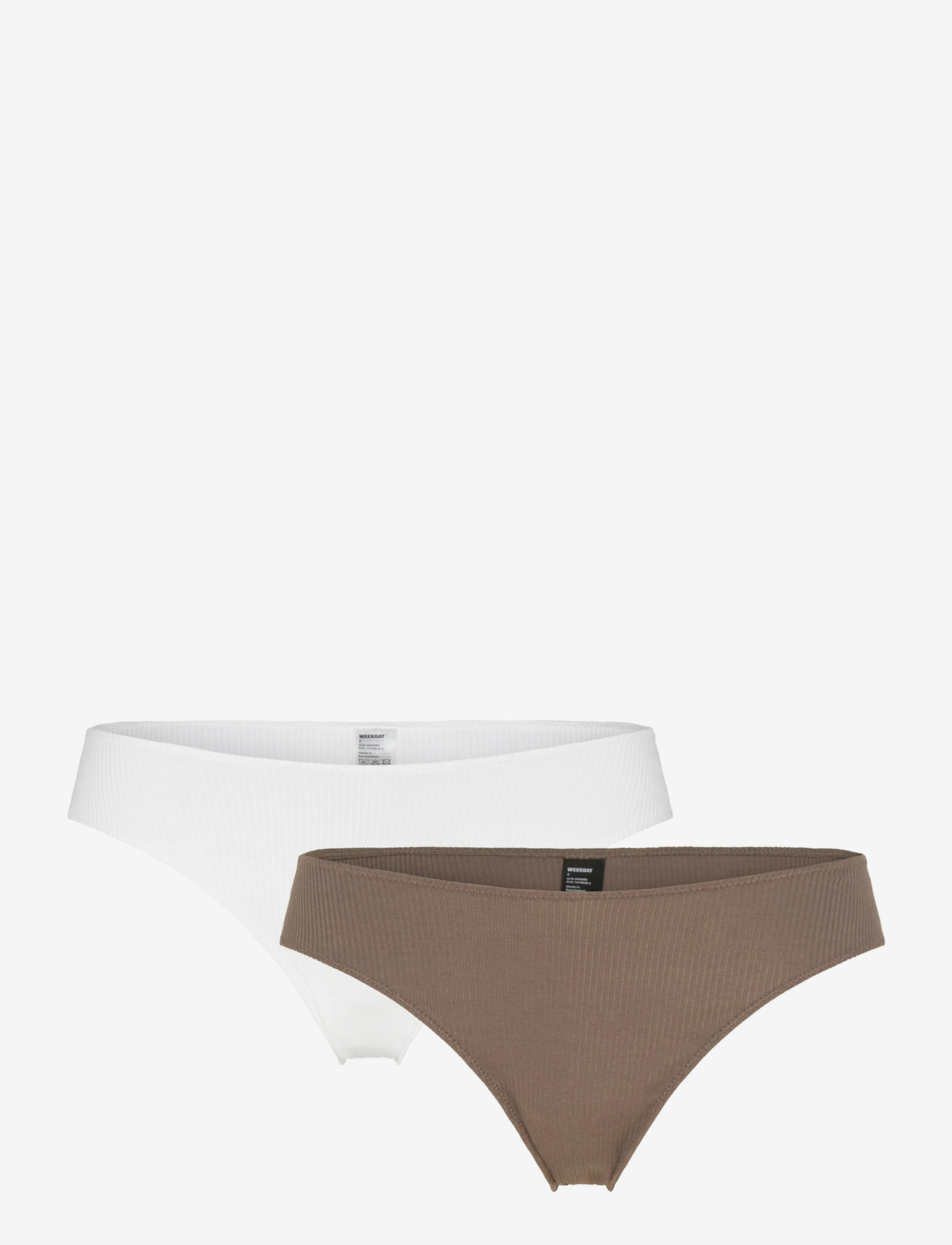 Weekday - 2-pack Ribbed Brazilian Briefs - brazilian trusser - white - 0