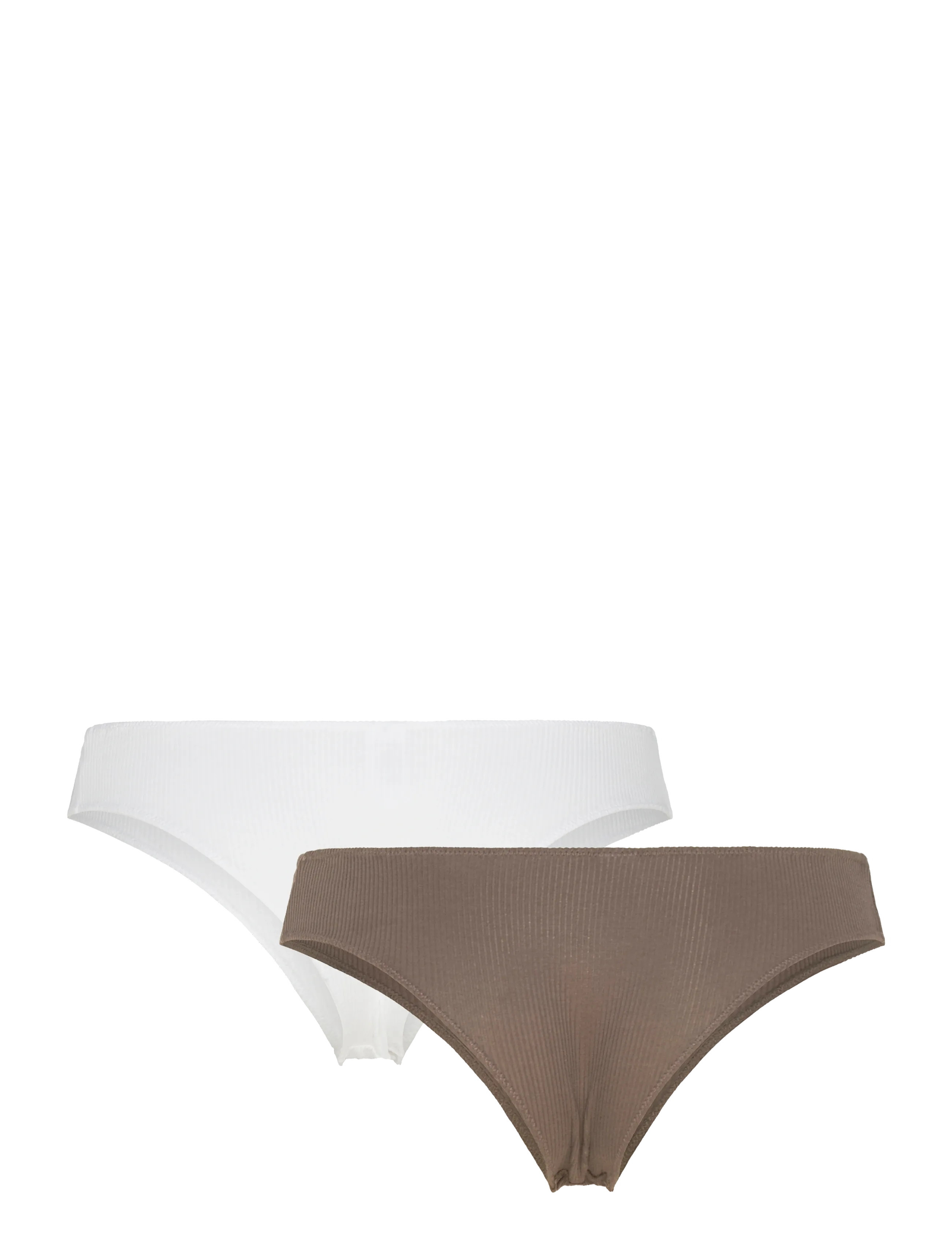 Weekday - 2-pack Ribbed Brazilian Briefs - brazilian panties - white - 1
