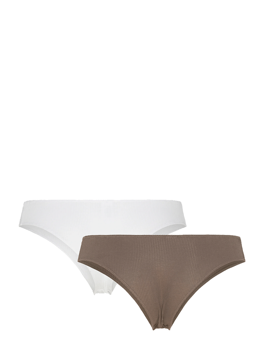 Weekday - 2-pack Ribbed Brazilian Briefs - brazilian-alushousut - white - 1