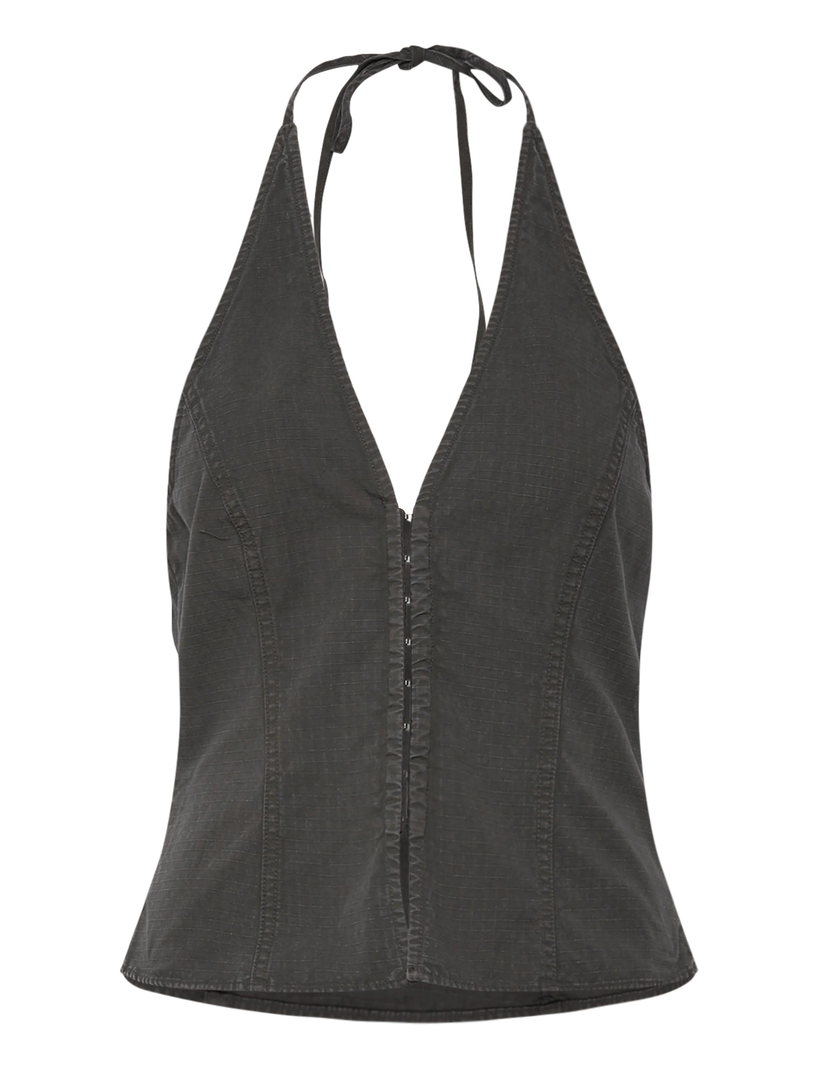 Weekday Clean Halterneck Top, 38, Crop Oberteile, Grau - Sleeveless Frauen