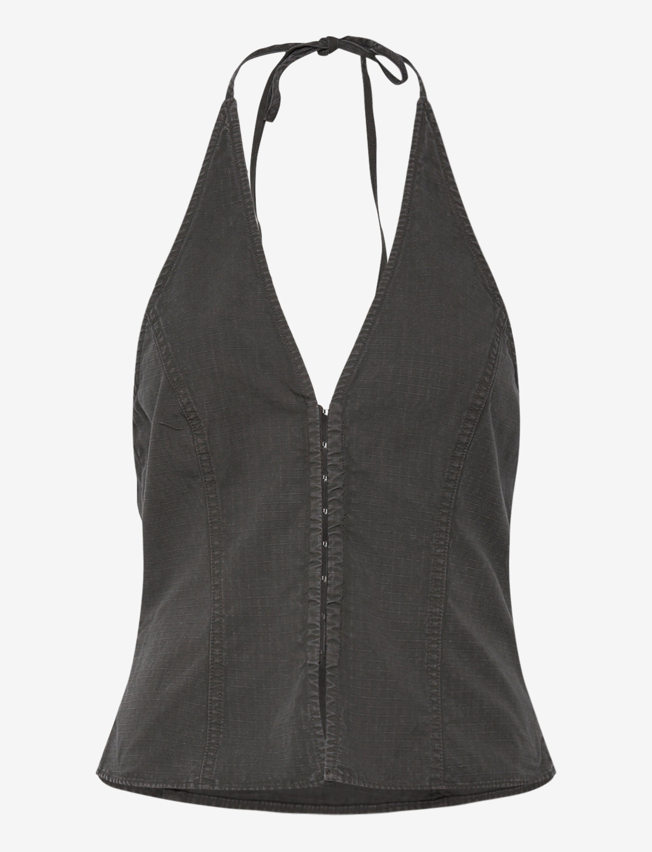 Weekday - Clean Halterneck Top - crop tops - dark grey - 0
