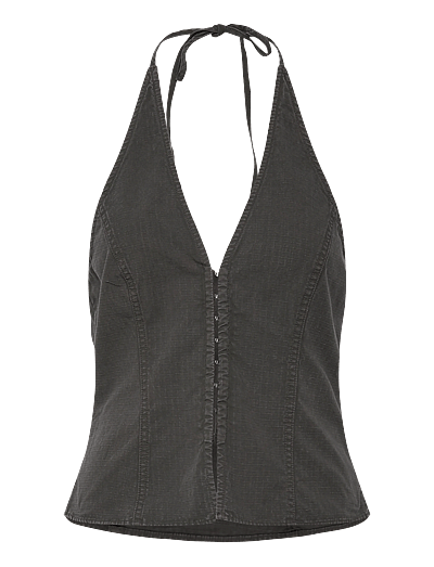 Weekday Clean Halterneck Top - Crop tops - DARK GREY / grey