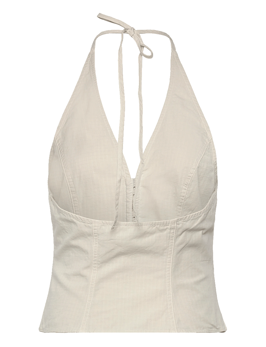 Weekday - Clean Halterneck Top - crop tops - off white - 1
