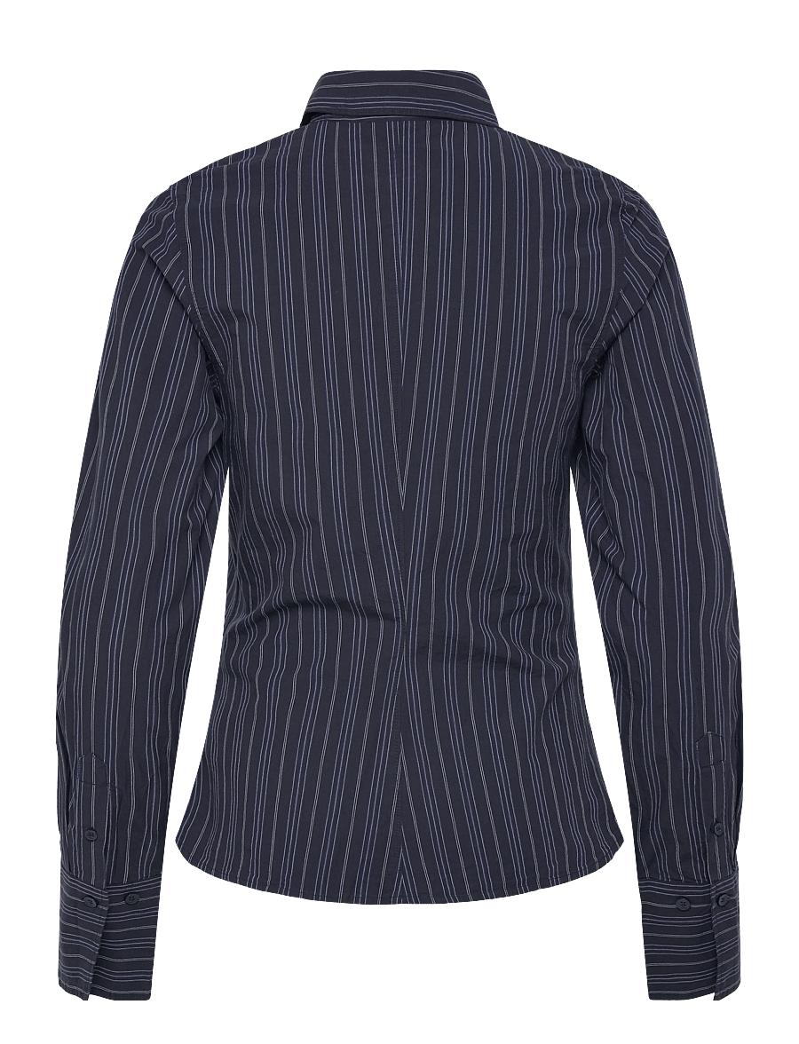 Weekday - Asymmetric Fitted Poplin Shirt - langärmlige hemden - dark blue - 1