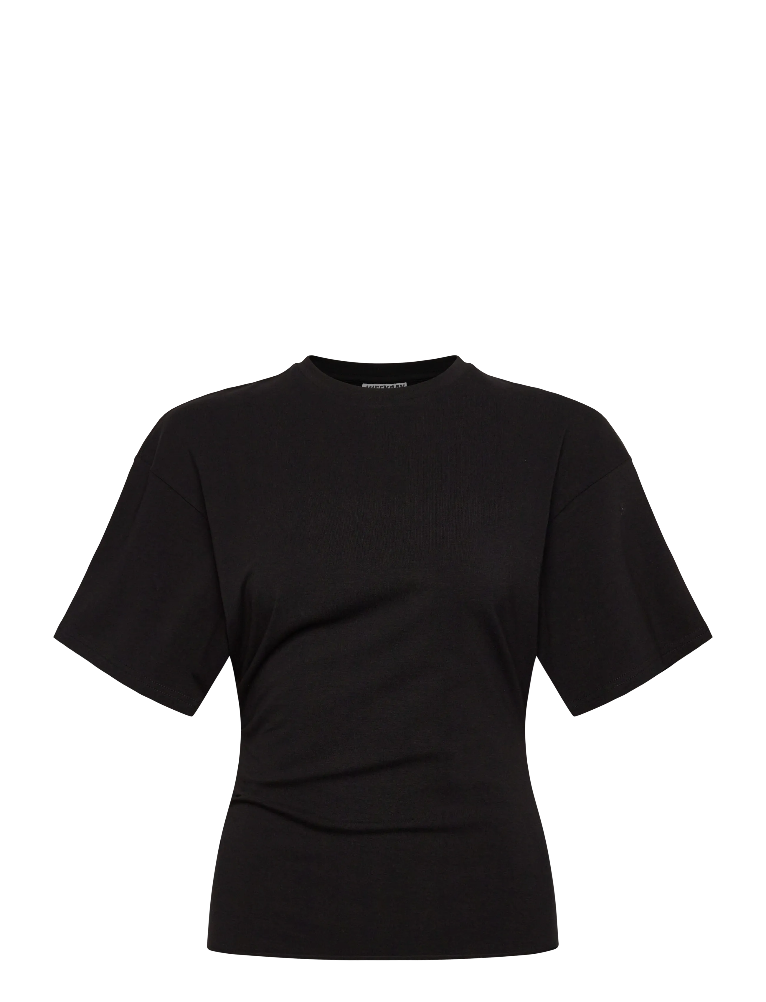 Weekday Draped Fitted T-shirt - Riided - BLACK / black