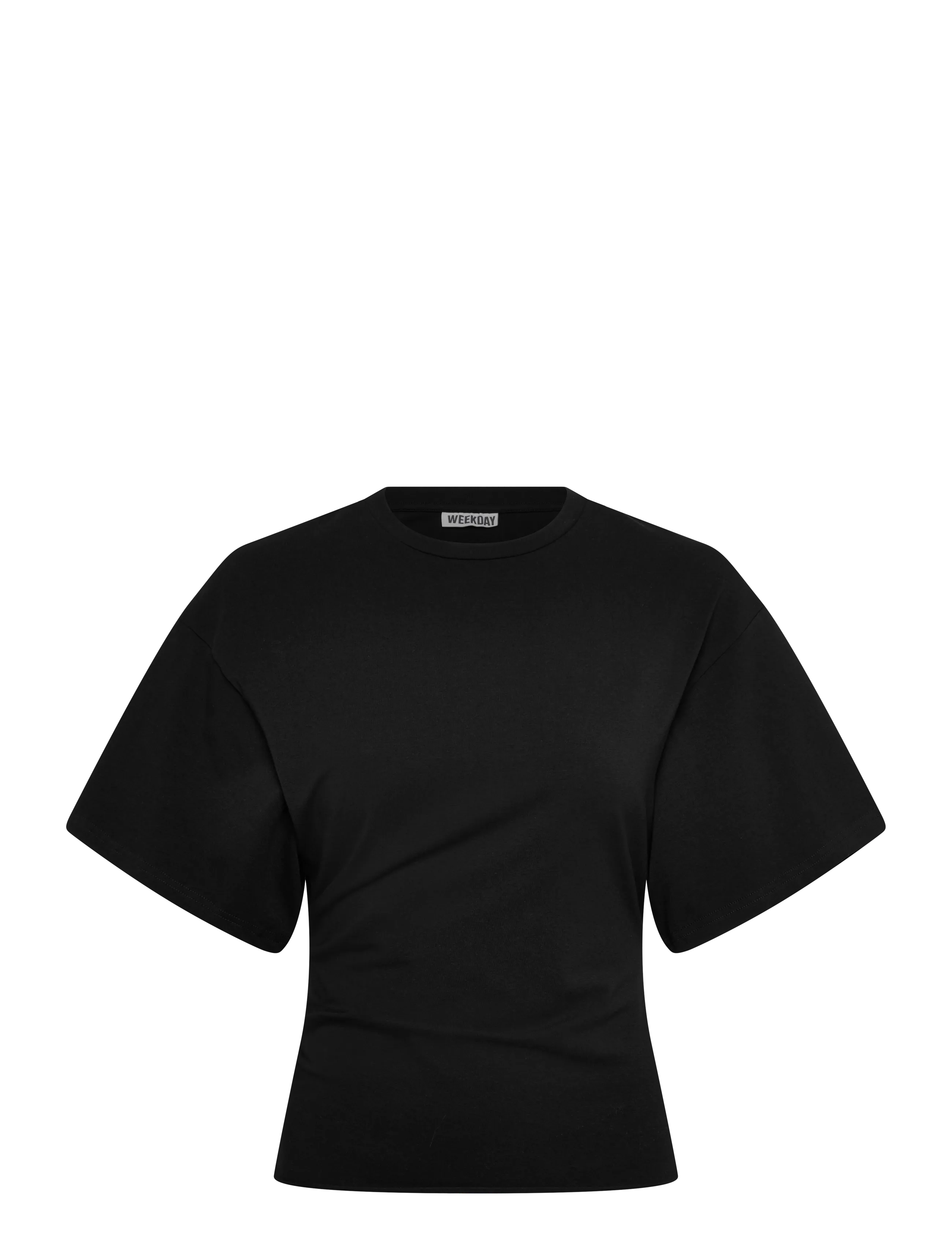 Weekday Draped Fitted T-Shirt, XL, Black, T-Shirts & Toppe > Kortærmede, Dame
