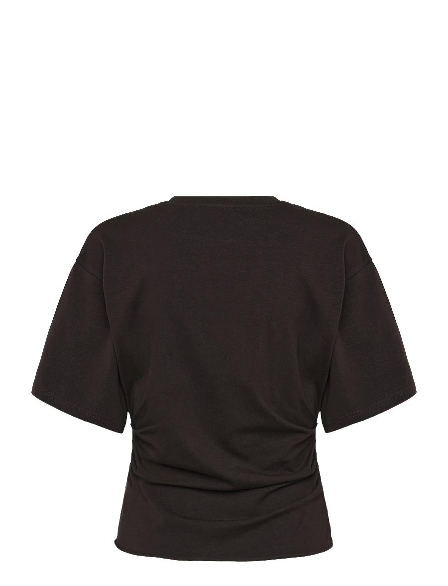Weekday - Sharon Draped T-shirt - t-särgid - dark brown - 1