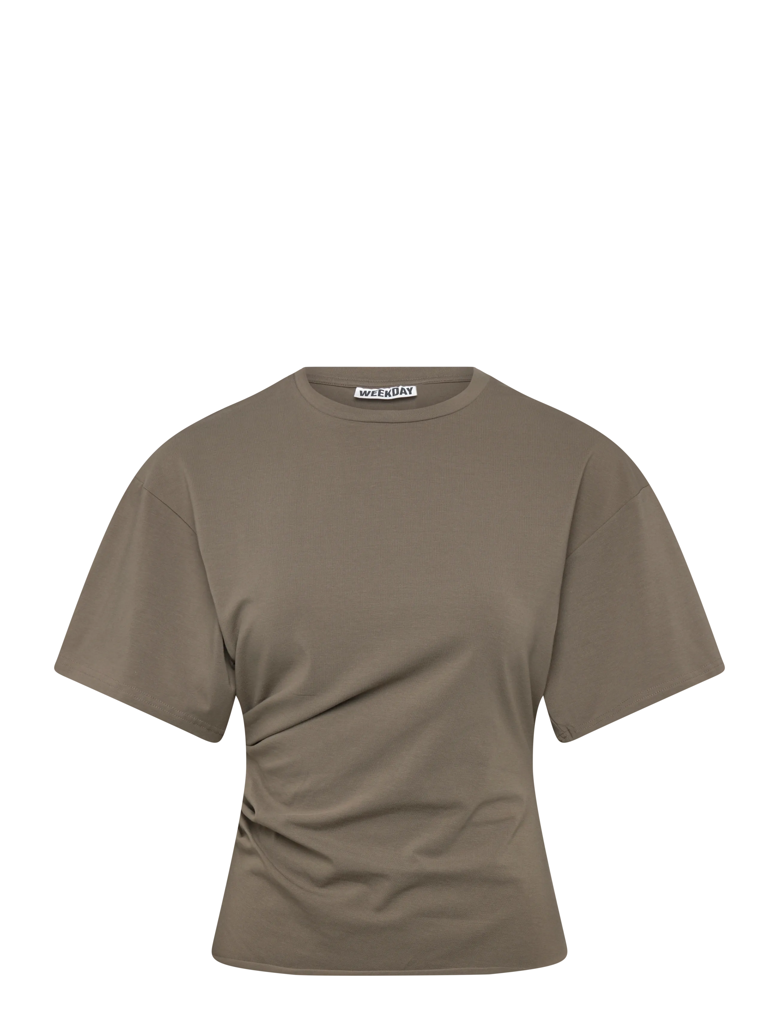 Weekday Draped Fitted T-Shirt, XL, Grey, T-Shirts & Toppe > Kortærmede, Dame